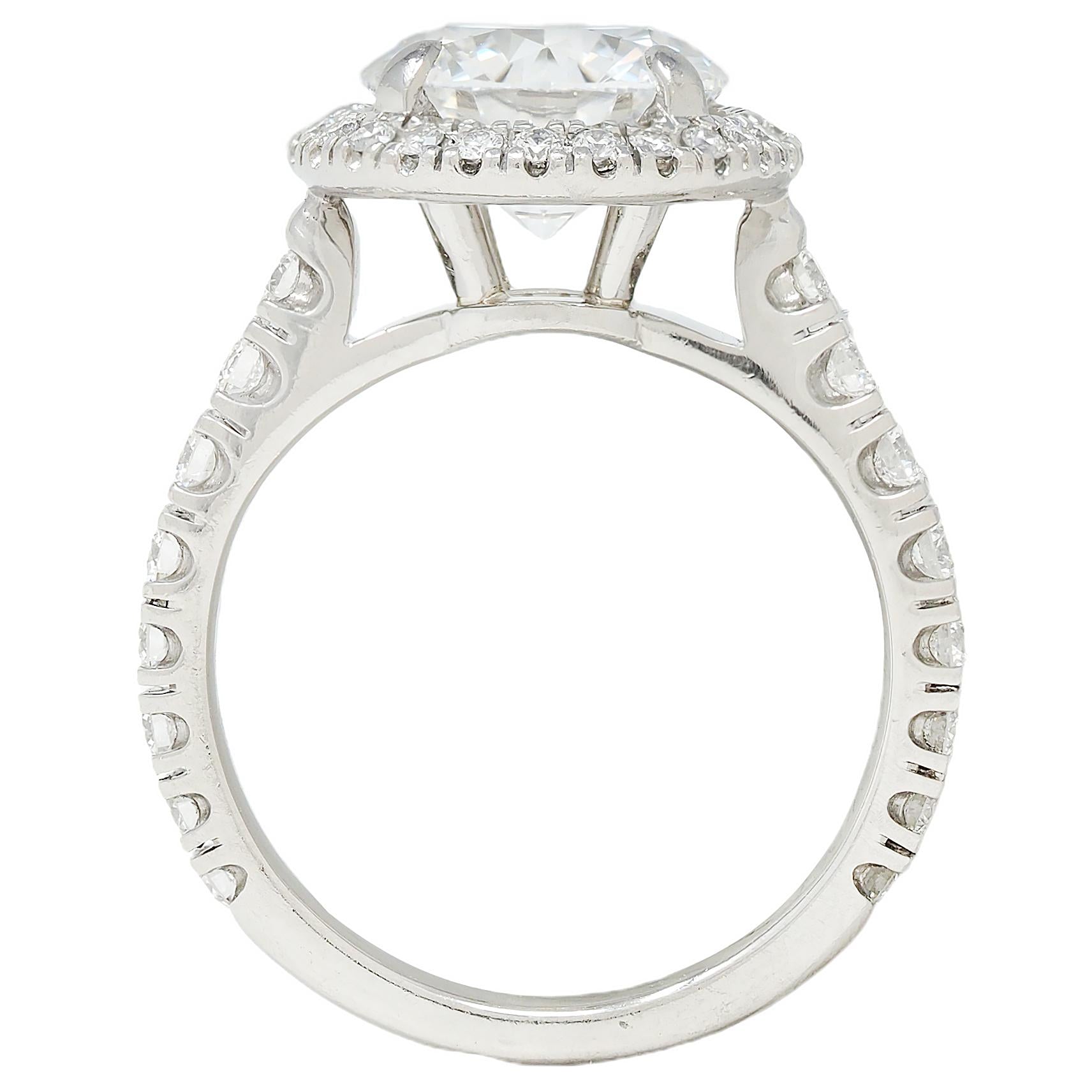 Cartier French 2.60 CTW Diamond Platinum Destinée Halo Engagement Ring GIA