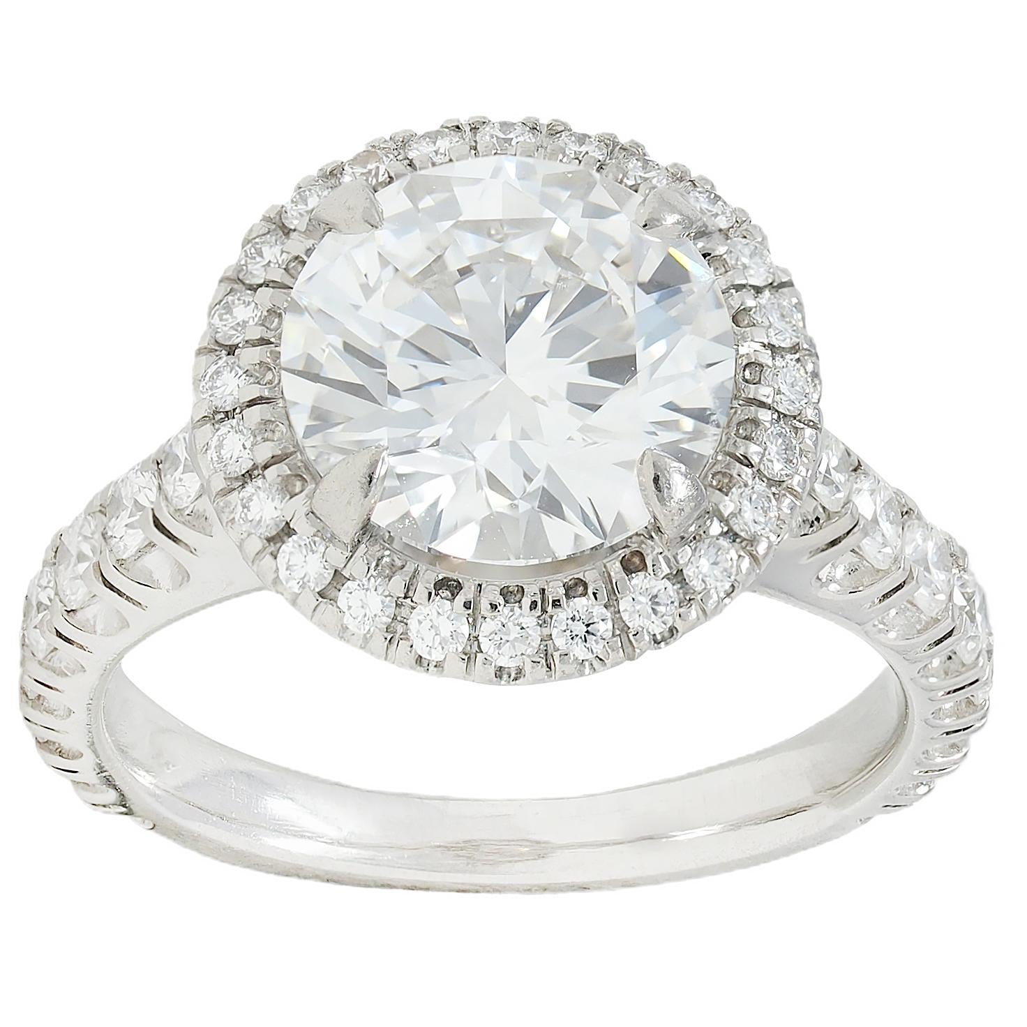 Cartier French 2.60 CTW Diamond Platinum Destinée Halo Engagement Ring GIA