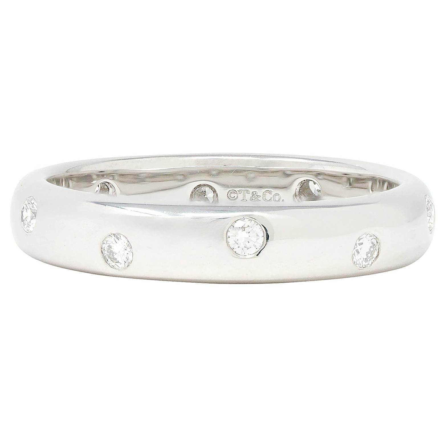 Tiffany & Co. 2000's Diamond Platinum Etoile Band Ring