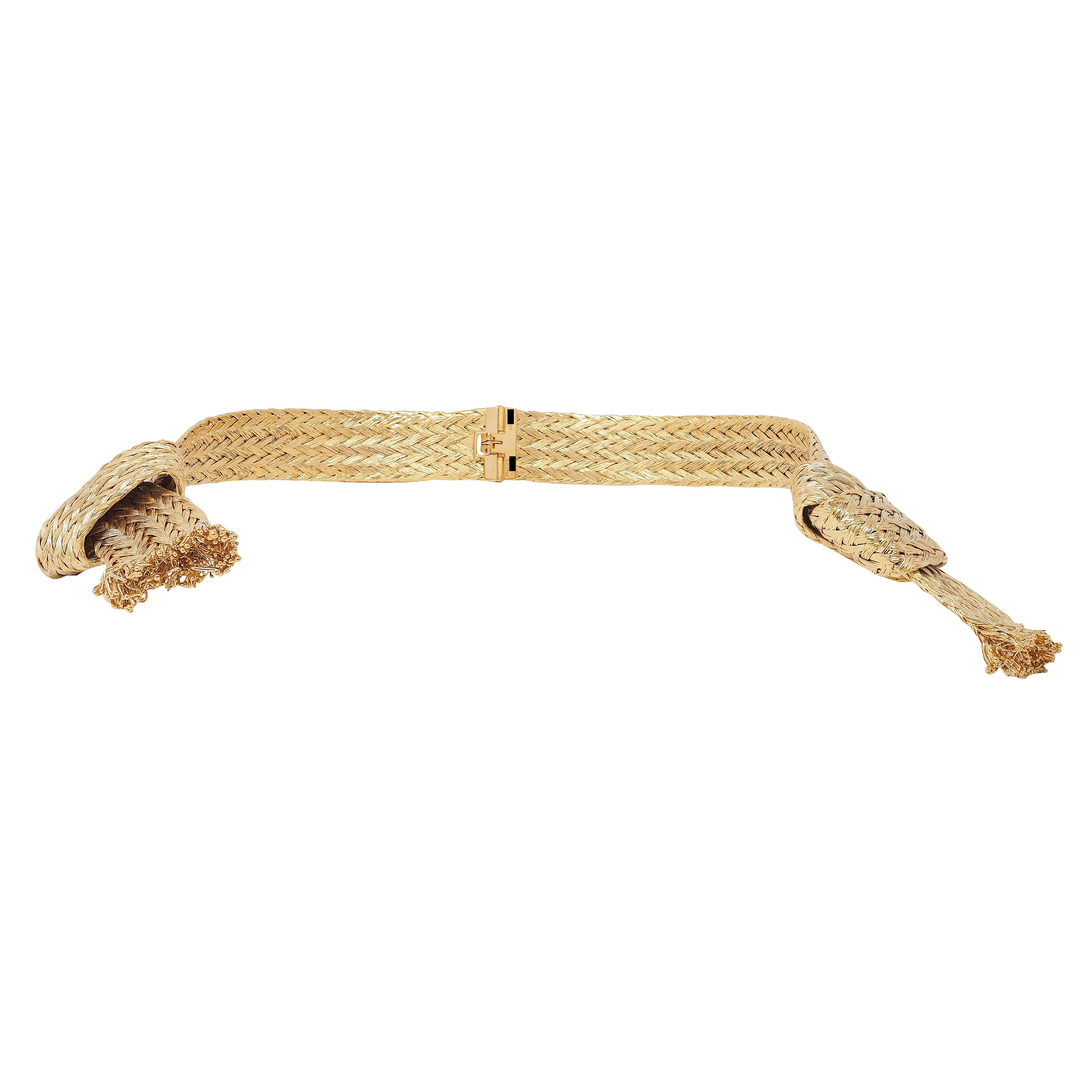 Louis Vuitton French 2017 Runway Brass Woven Knot Open Collar Necklace