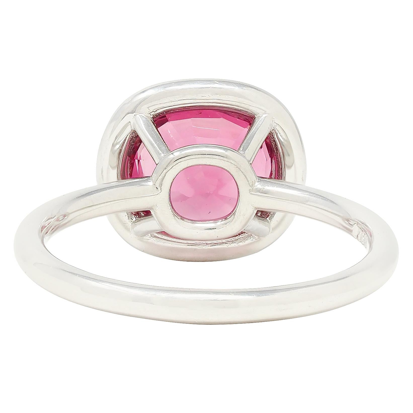 Contemporary 2.85 CTW Spinel Diamond Platinum Cushion Halo Ring