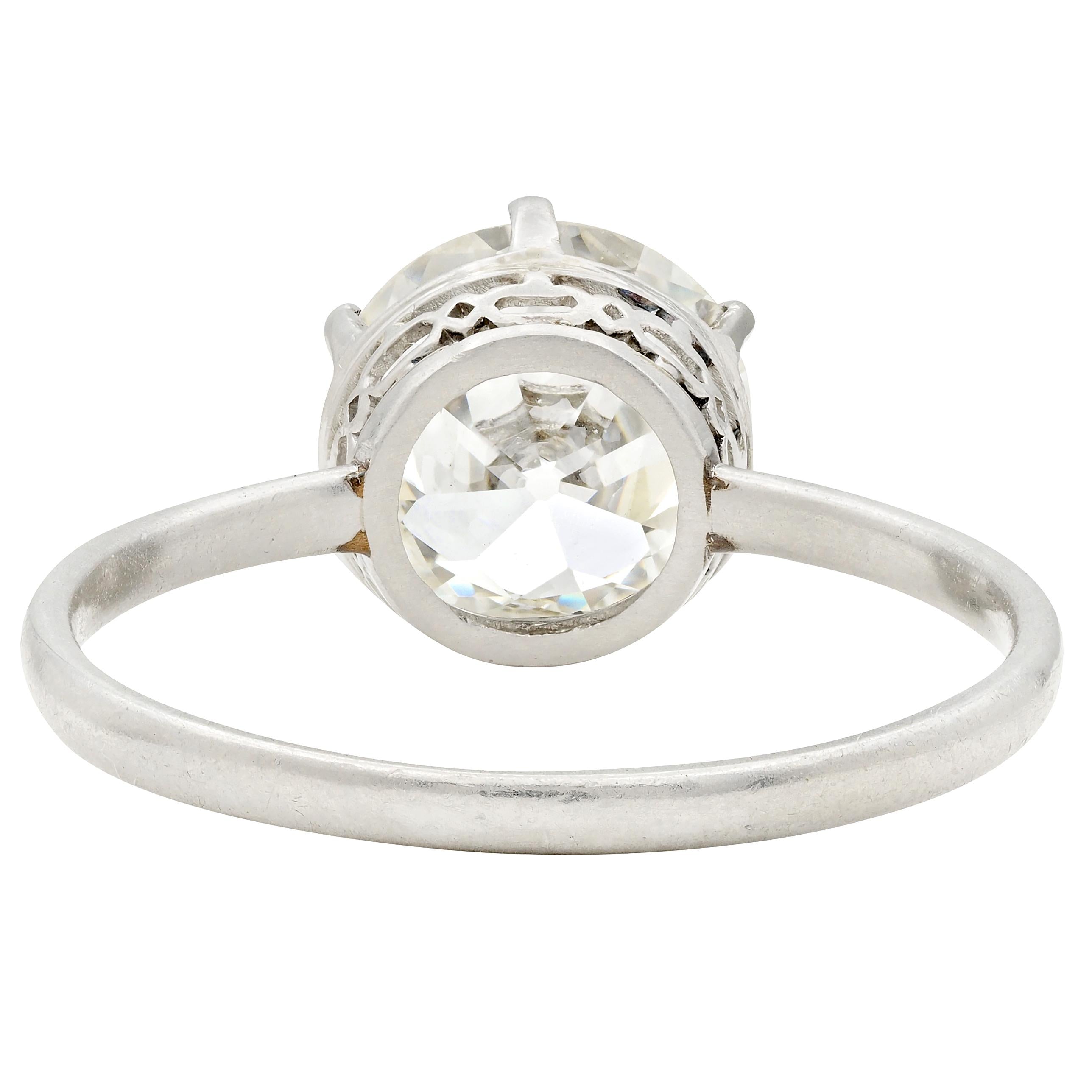 Art Deco 2.29 CTW Diamond Platinum Vintage Solitaire Engagement Ring GIA