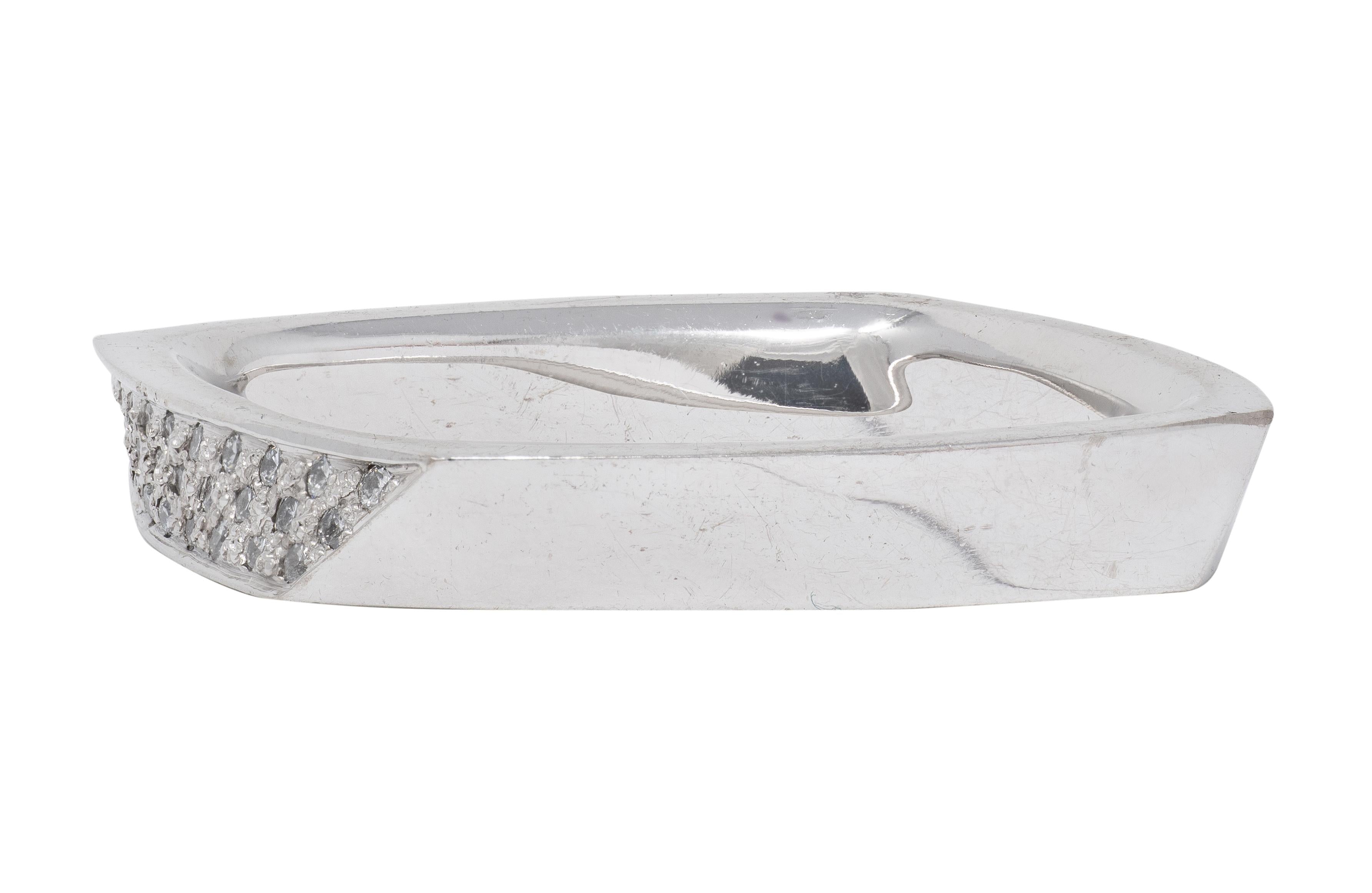 Frank Gehry Tiffany & Co. 1990's Diamond 18K White Gold Square Torque Band Ring