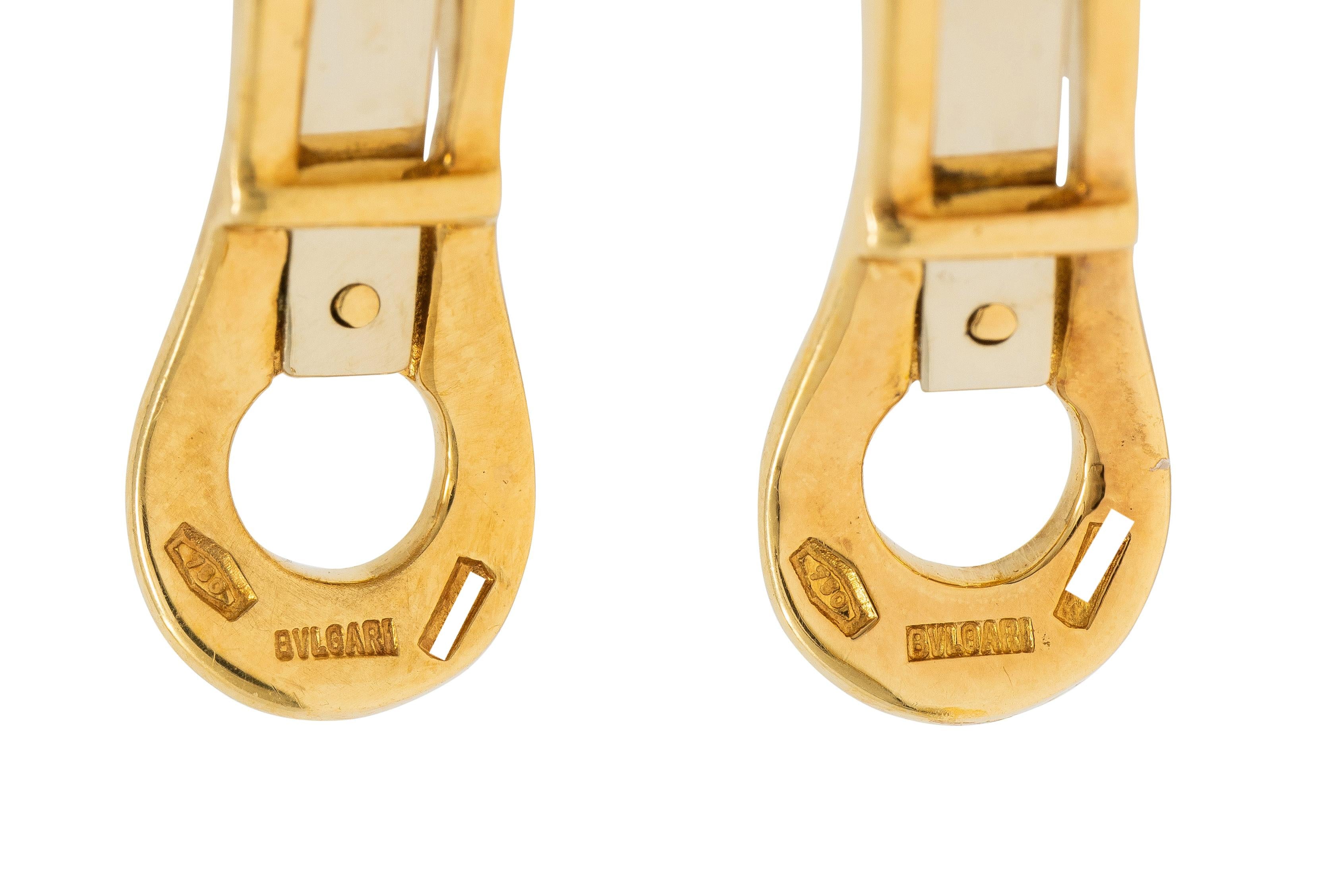 Bulgari 1990's 18 Karat Yellow Gold Vintage Alveare J-Hoop Ear-Clip Earrings