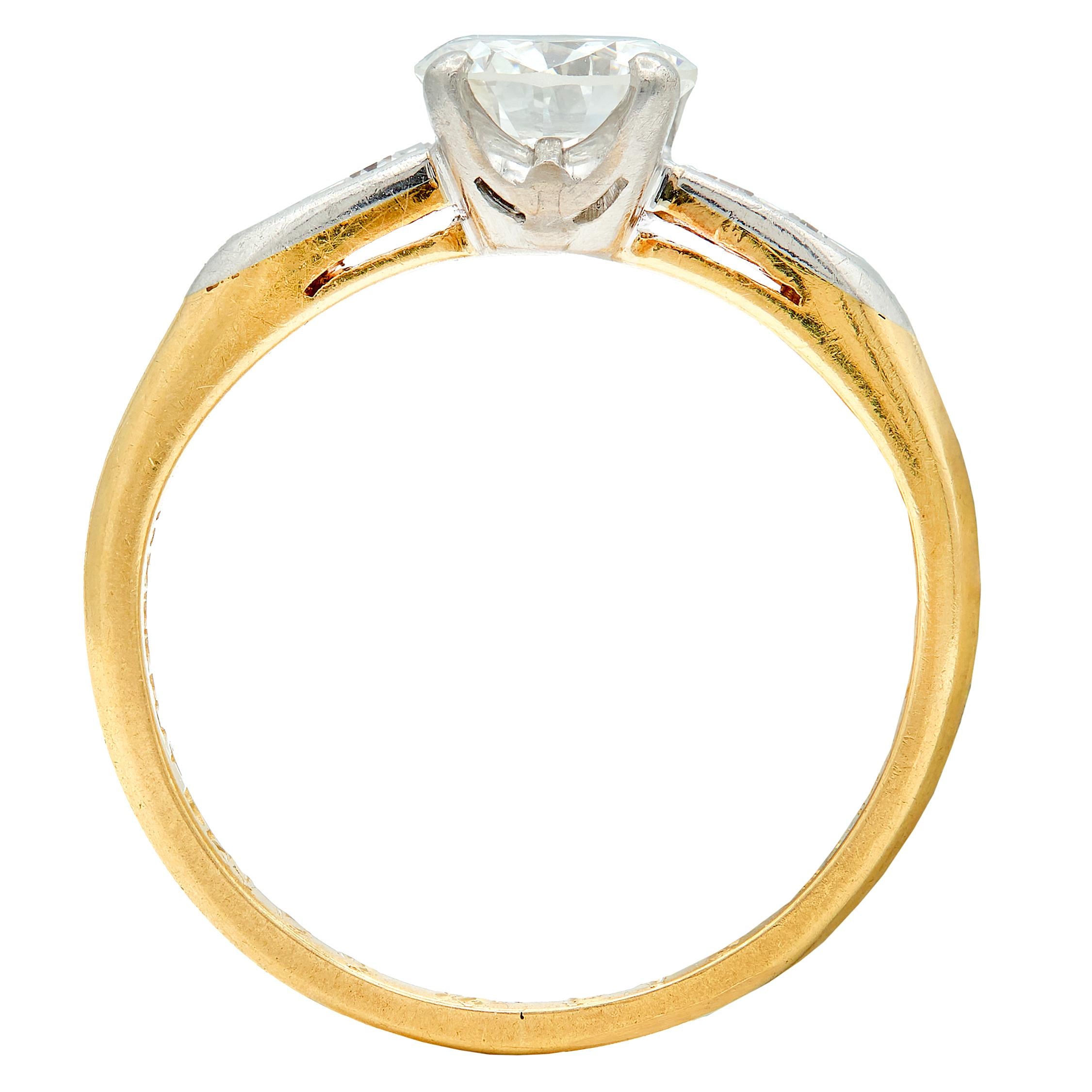 Cartier 0.73 CTW Transitional Cut Diamond Platinum 18K Gold Engagement Ring