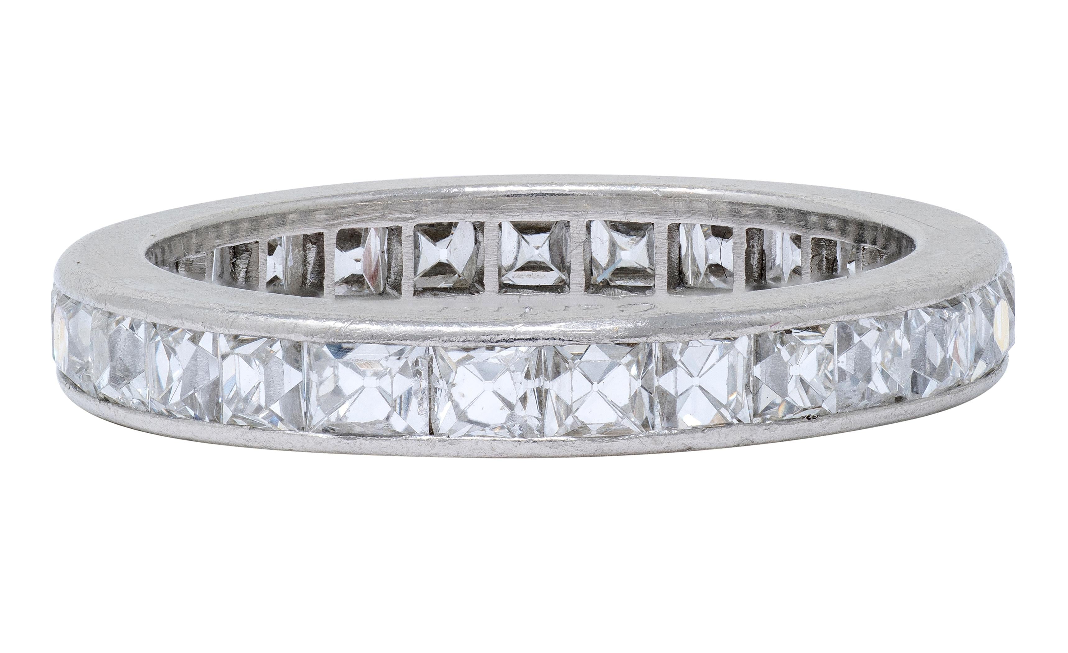 Cartier Art Deco 2.80 CTW French Cut Diamond Platinum Vintage Eternity Band Ring