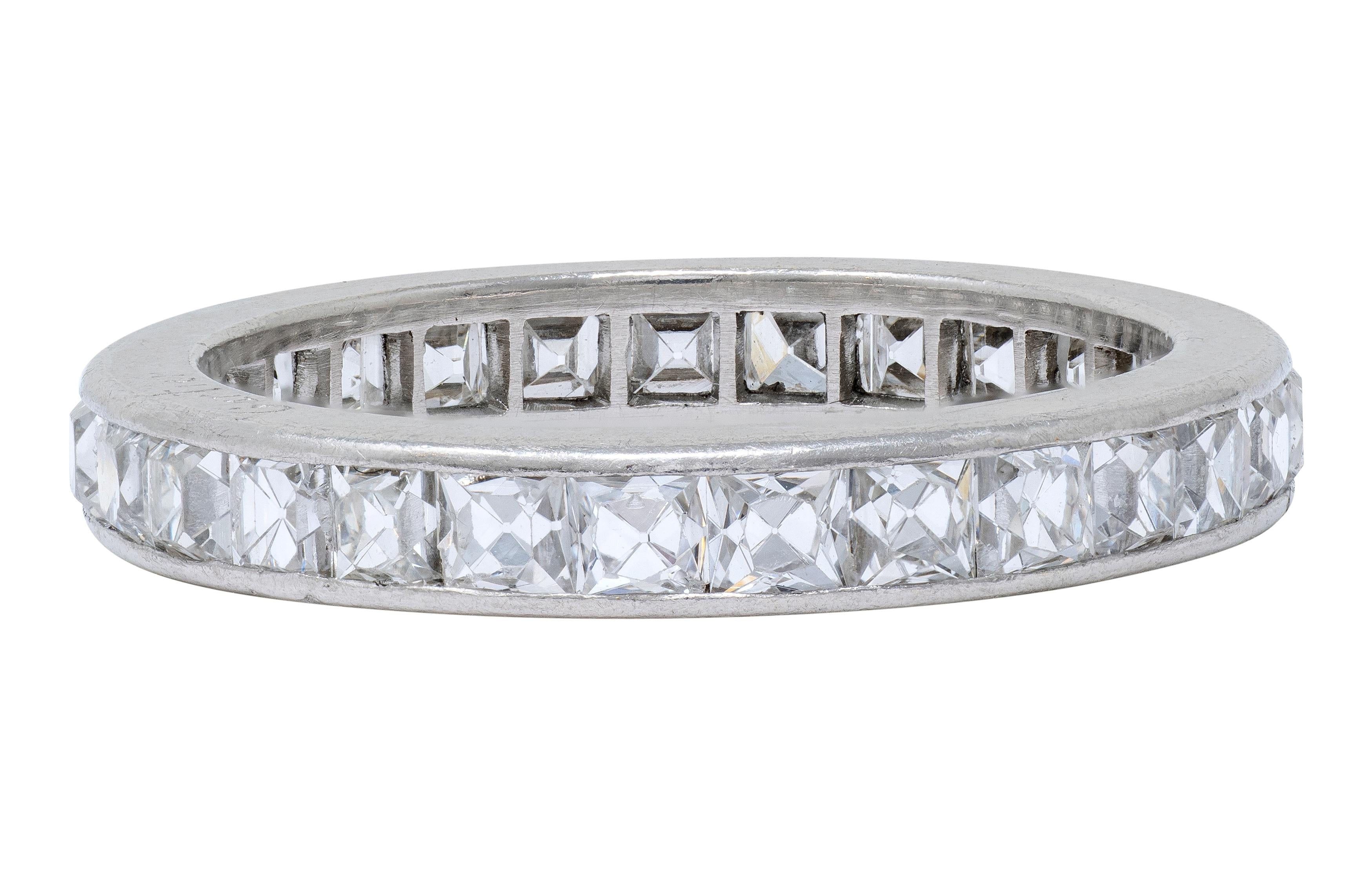 Cartier Art Deco 2.80 CTW French Cut Diamond Platinum Vintage Eternity Band Ring