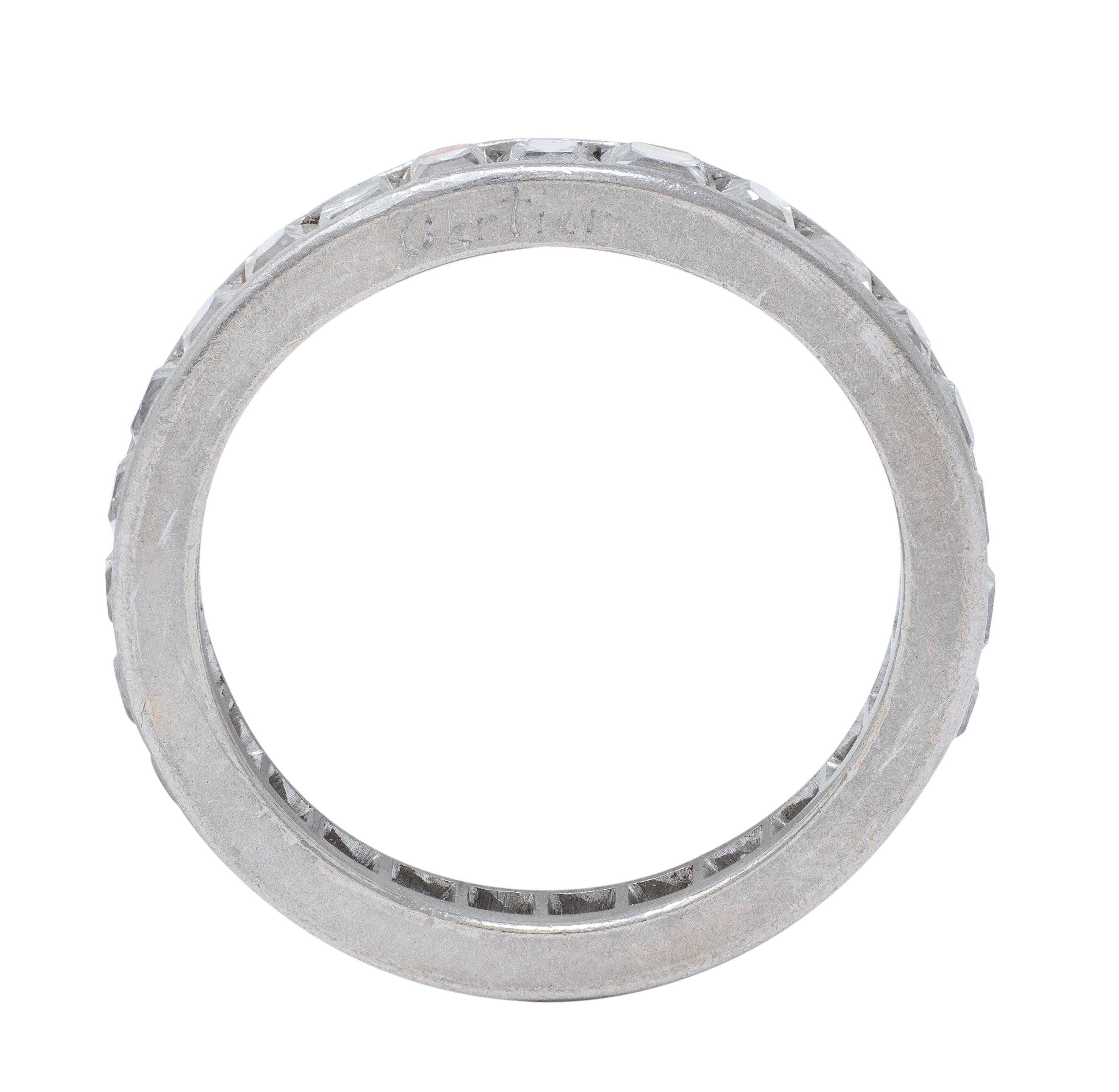 Cartier Art Deco 2.80 CTW French Cut Diamond Platinum Vintage Eternity Band Ring