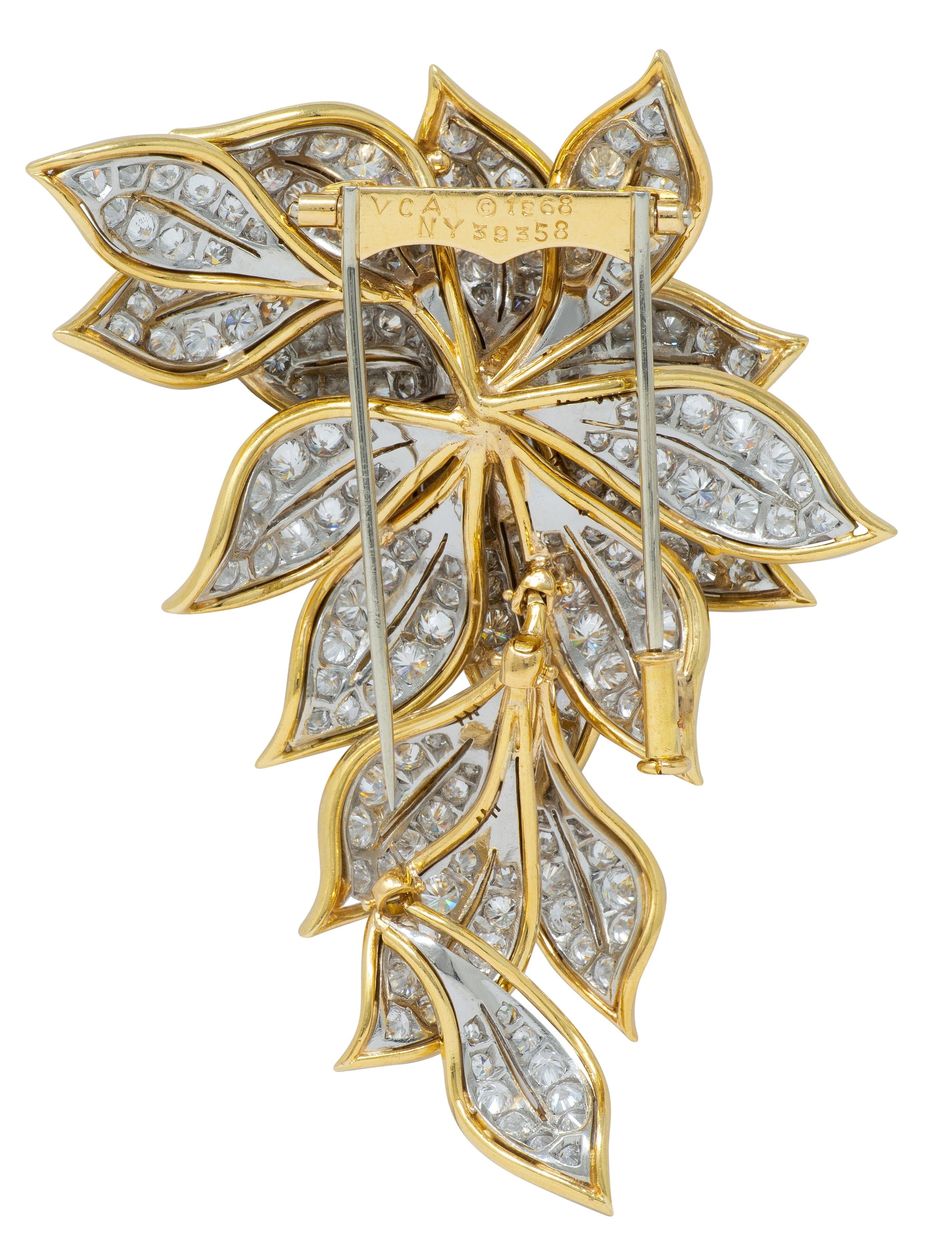 Van Cleef & Arpels 7.93 CTW Diamond 18 Karat Two-Tone Gold Vintage Flower Brooch