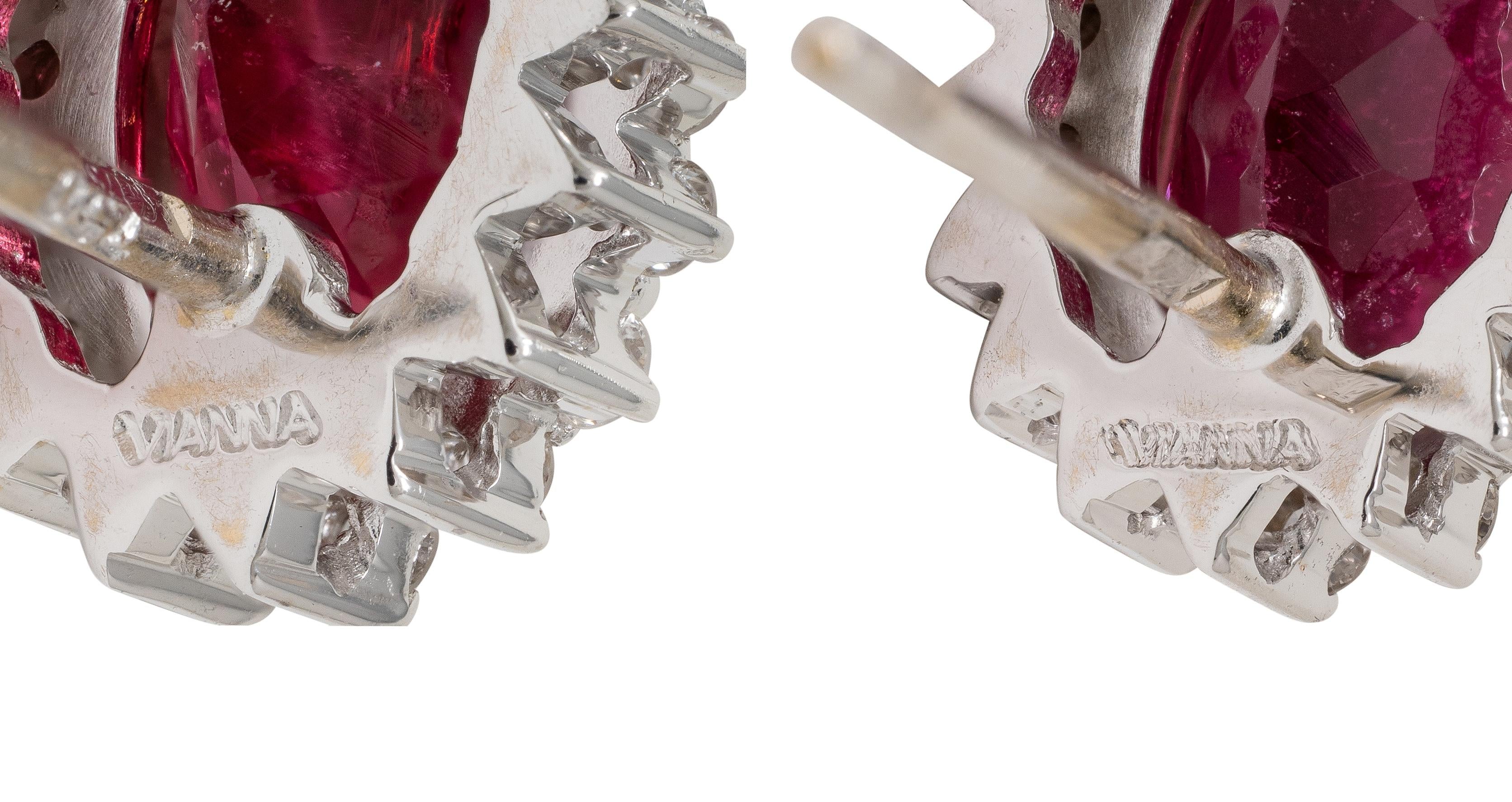 Vianna Brasil Contemporary 9.53 CTW Tourmaline Diamond 18K Gold Drop Earrings