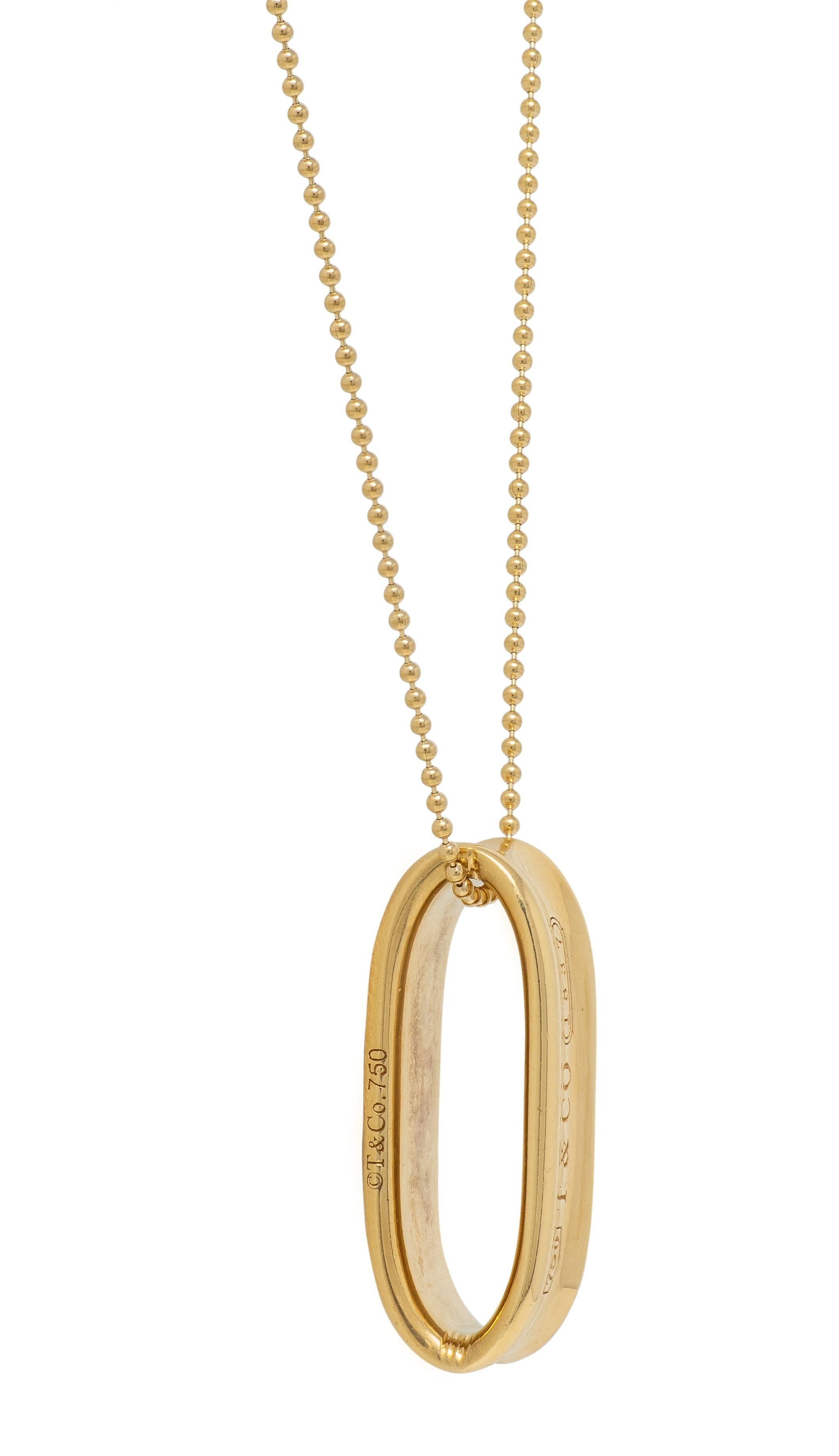 Tiffany & Co. 1990's 18 Karat Yellow Gold 1837 Loop Vintage Pendant Necklace
