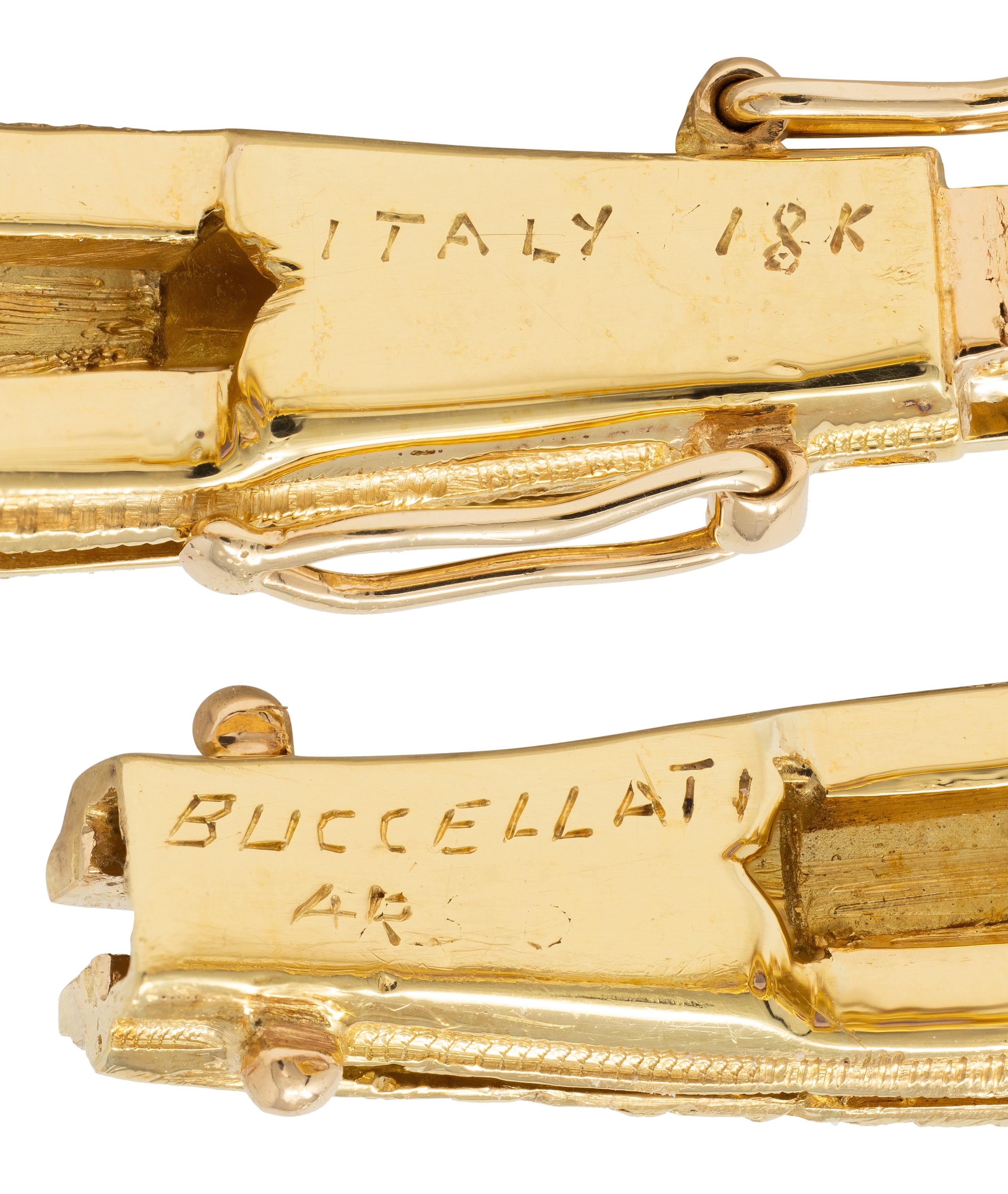 Buccellati 1960 36.79 CTW Amethyst Ruby 18K Gold Vintage Floral Bangle Bracelet