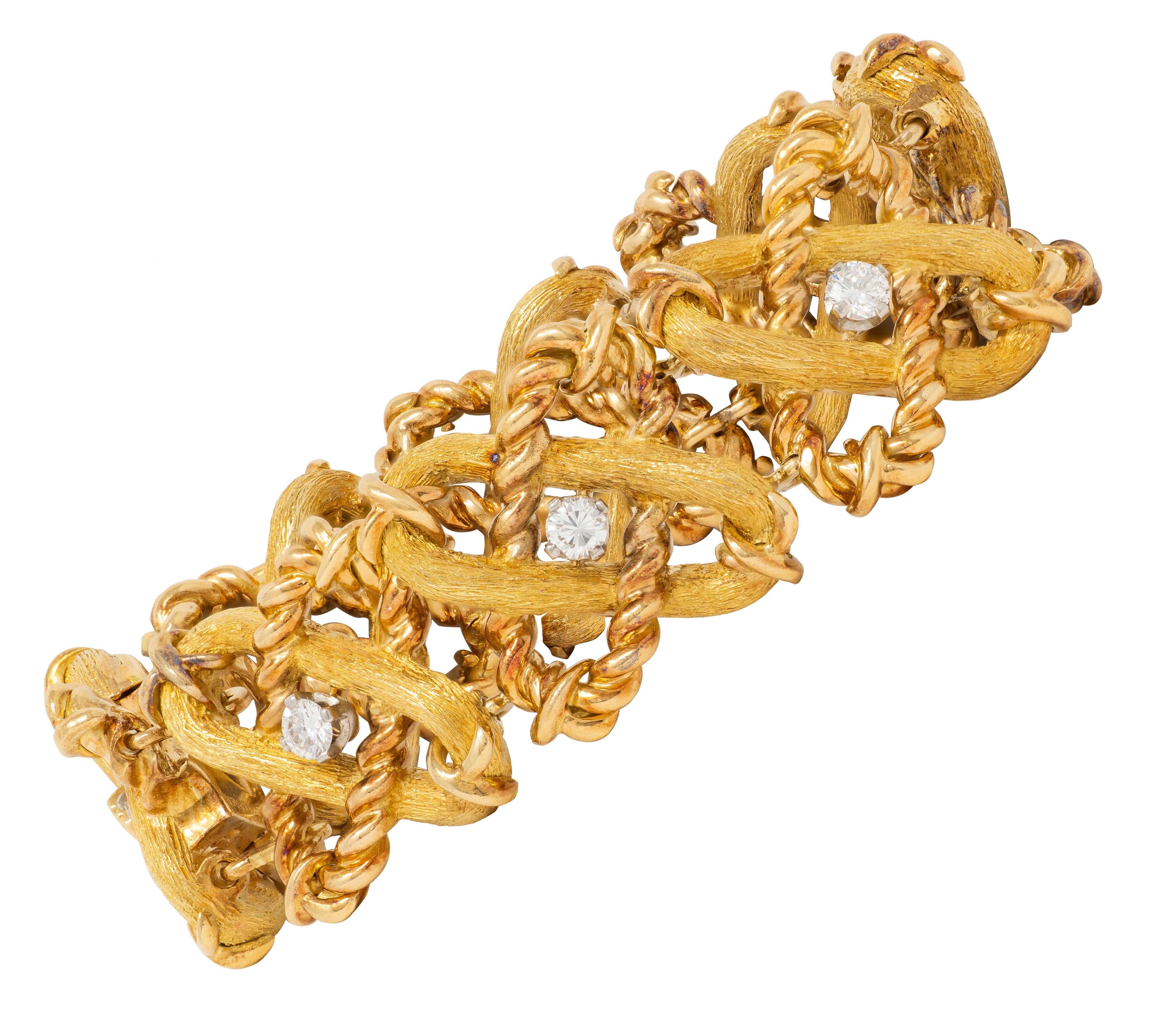 Jean Schlumberger Tiffany & Co. French 1960's Diamond 18K Gold Vintage Bracelet