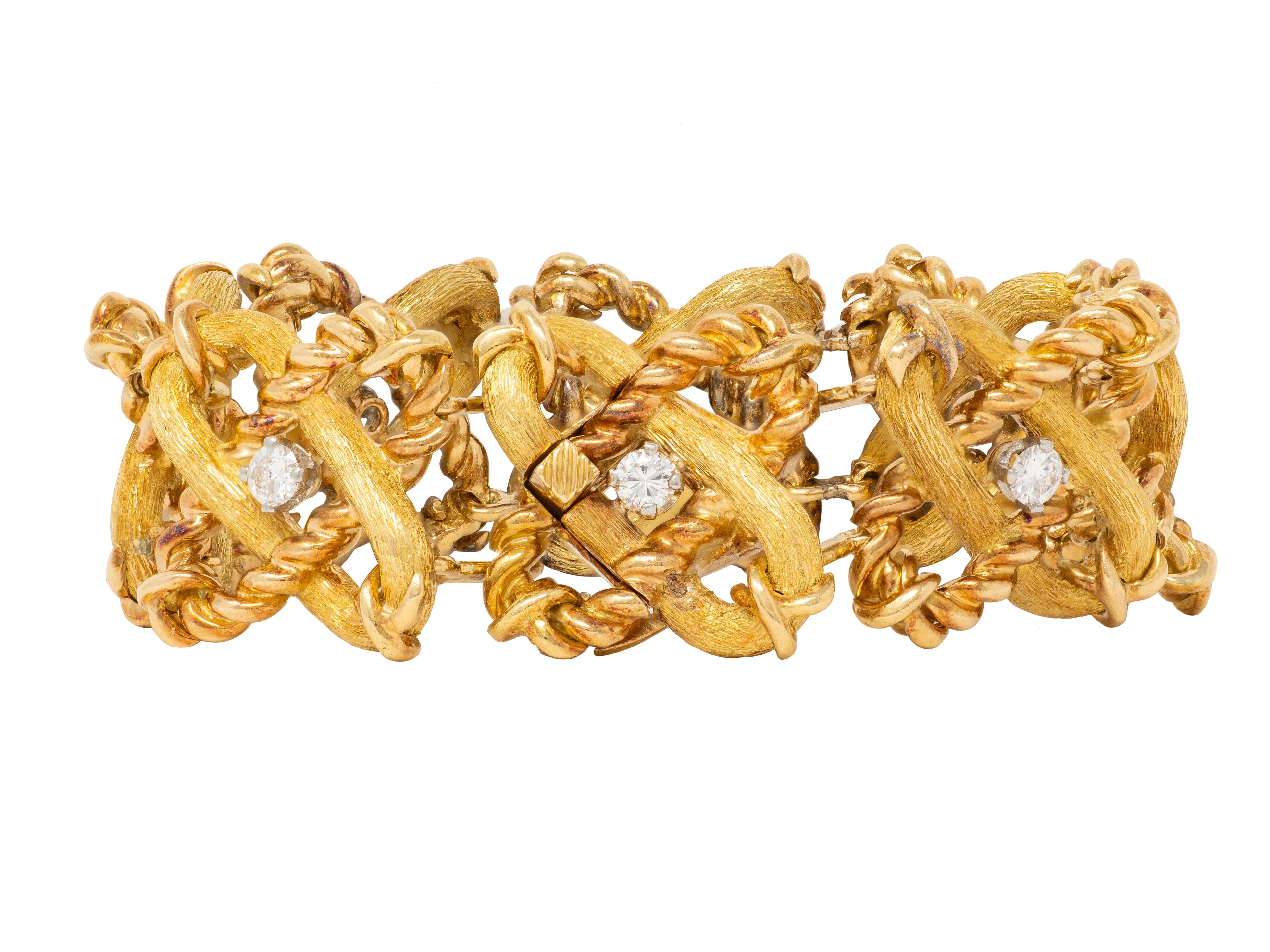 Jean Schlumberger Tiffany & Co. French 1960's Diamond 18K Gold Vintage Bracelet