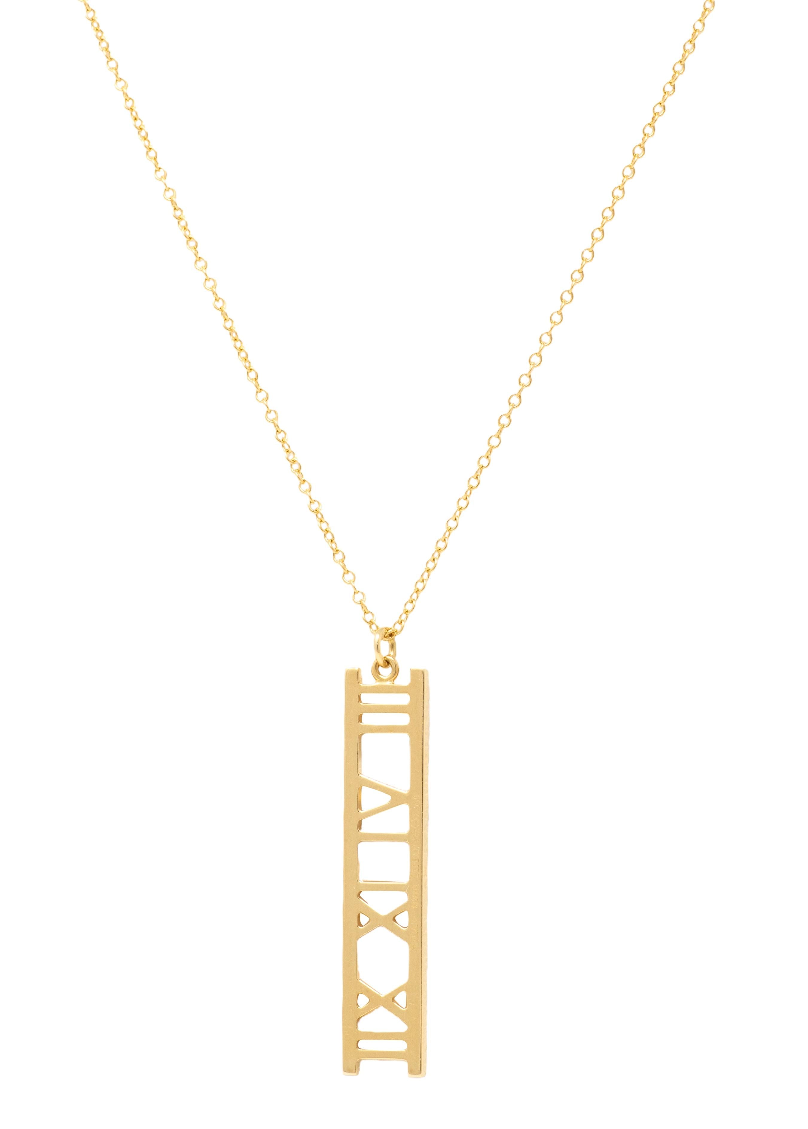 Tiffany & Co. Contemporary 18 Karat Yellow Gold Atlas Bar Pendant Necklace