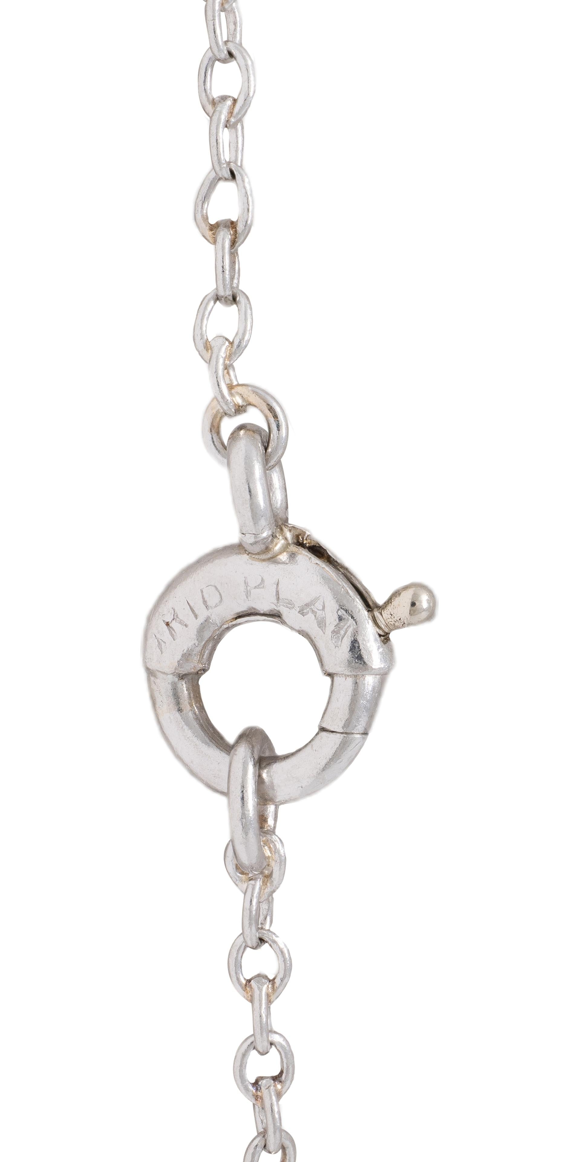 J.E. Caldwell Art Deco Jade Diamond Platinum Vintage Sartuoir Pendant Necklace