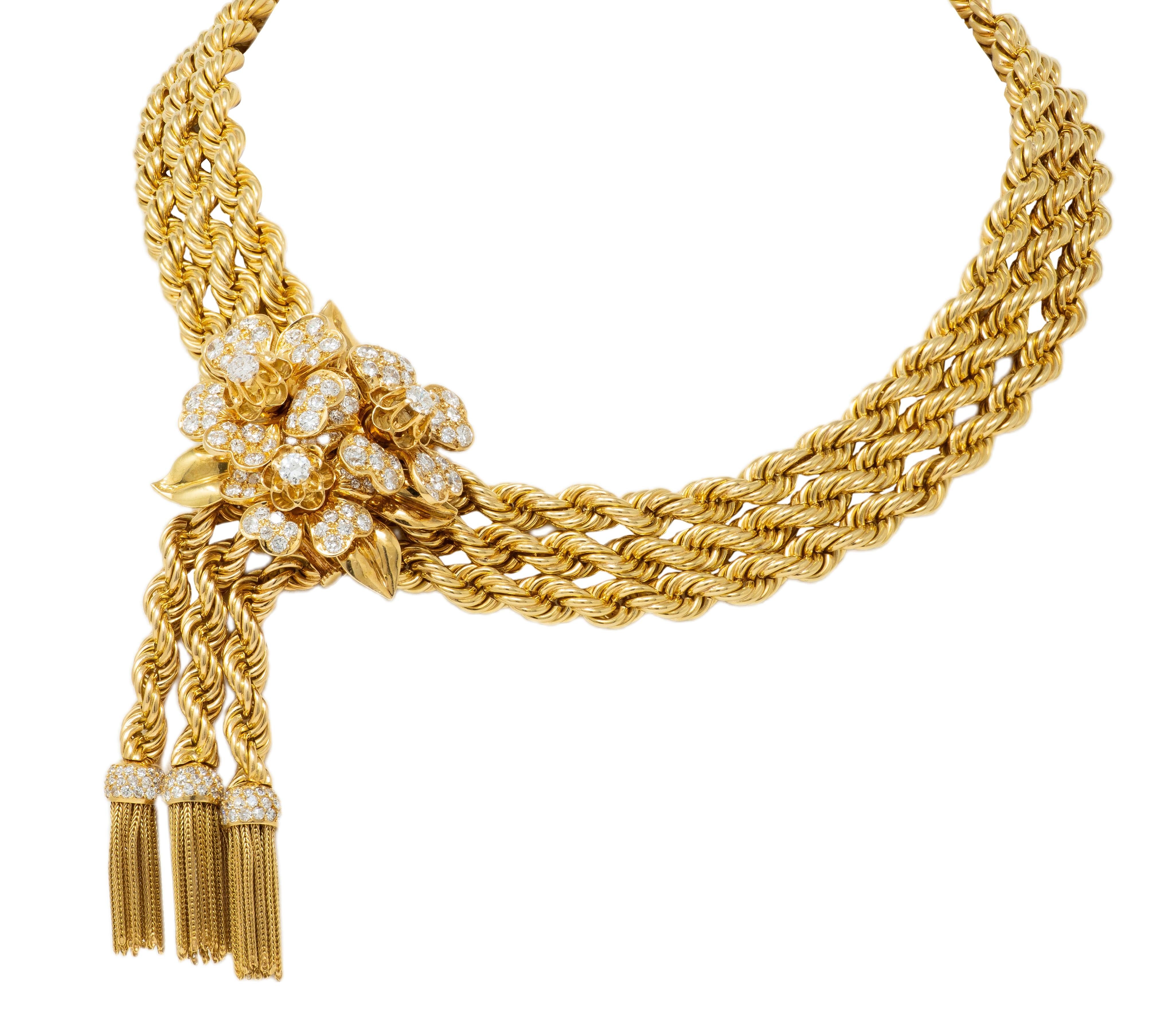 Van Cleef & Arpels 1949 French Diamond 18K Gold Vintage Brooch Necklace