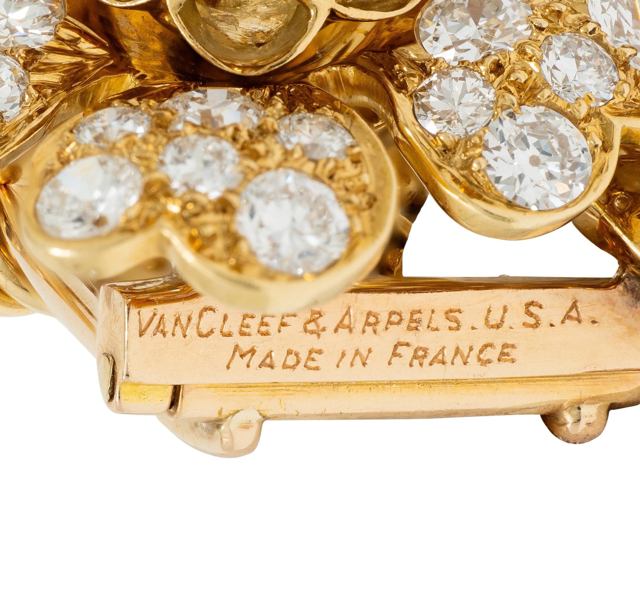 Van Cleef & Arpels 1949 French Diamond 18K Gold Vintage Brooch Necklace