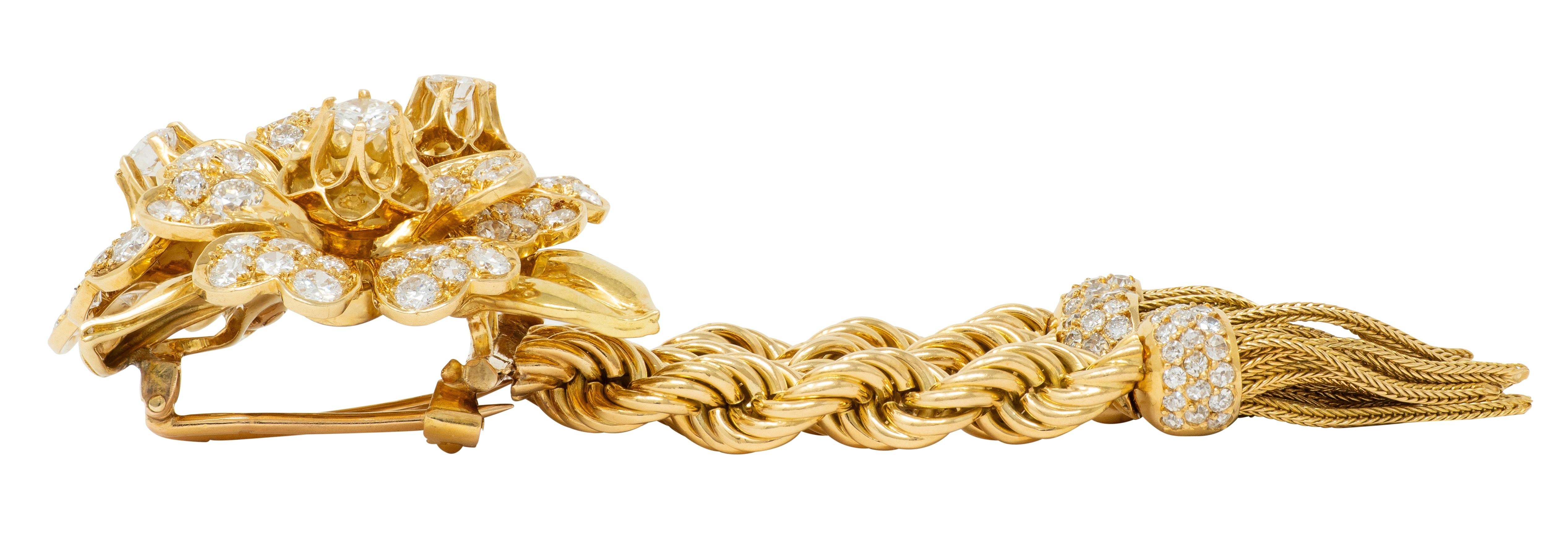 Van Cleef & Arpels 1949 French Diamond 18K Gold Vintage Brooch Necklace