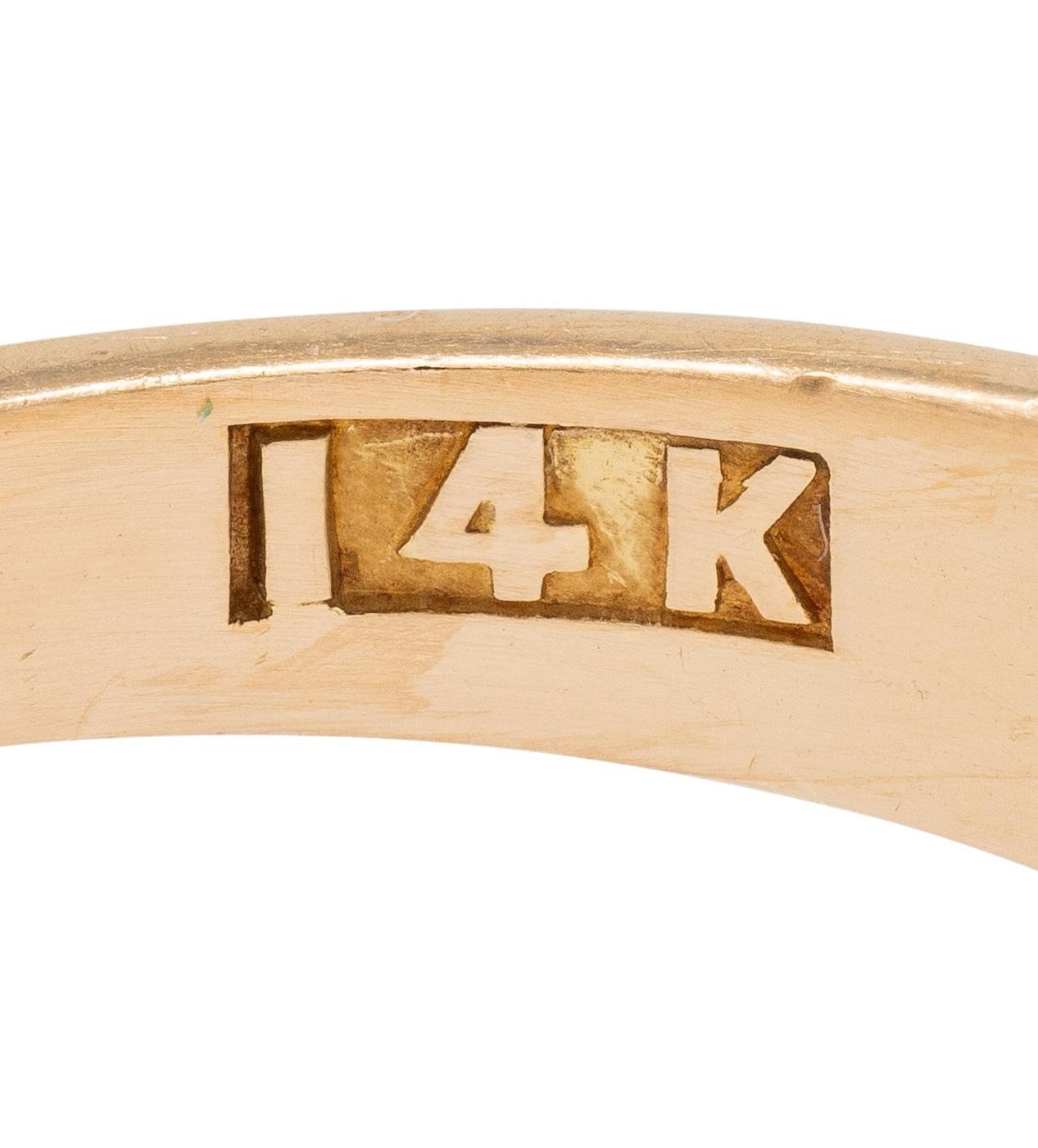 Victorian 0.32 Old Mine Cut Diamond 14K Gold Antique Belcher Engagement Ring