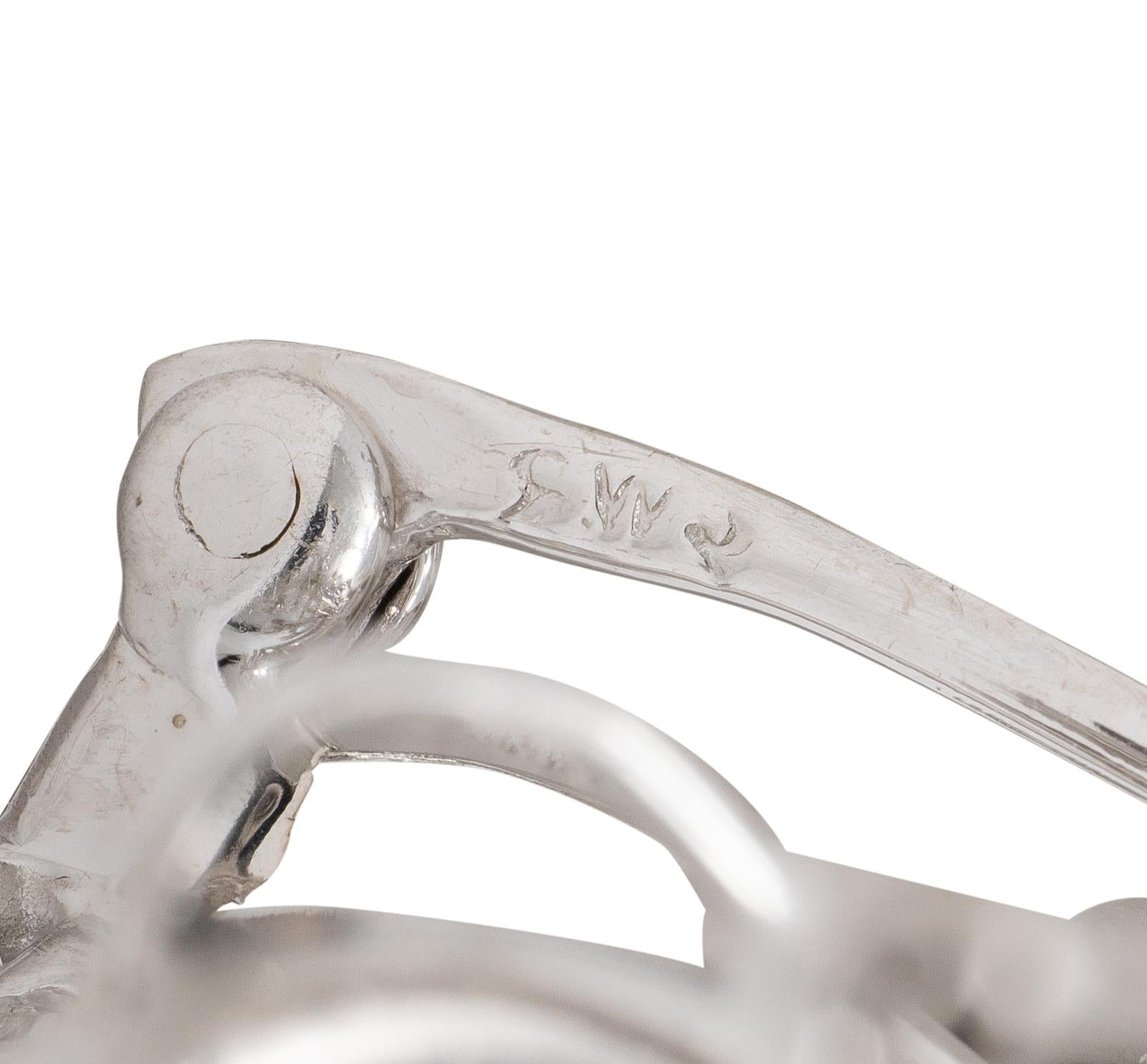 1960's Diamond Platinum Vintage Starburst Snowflake Pendant Brooch