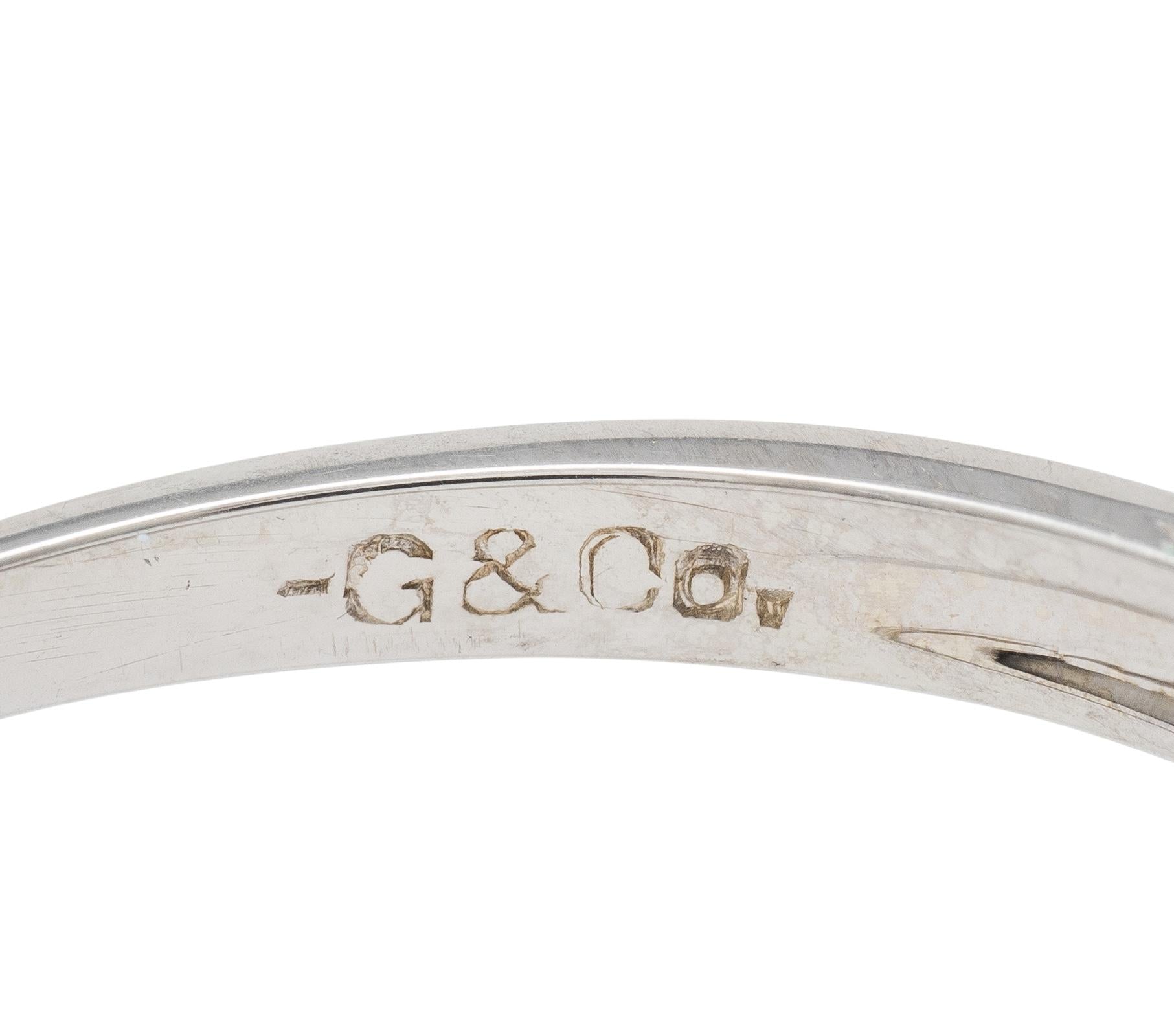 Art Deco European Diamond 18 Karat White Gold Antique Fanning Engagement Ring