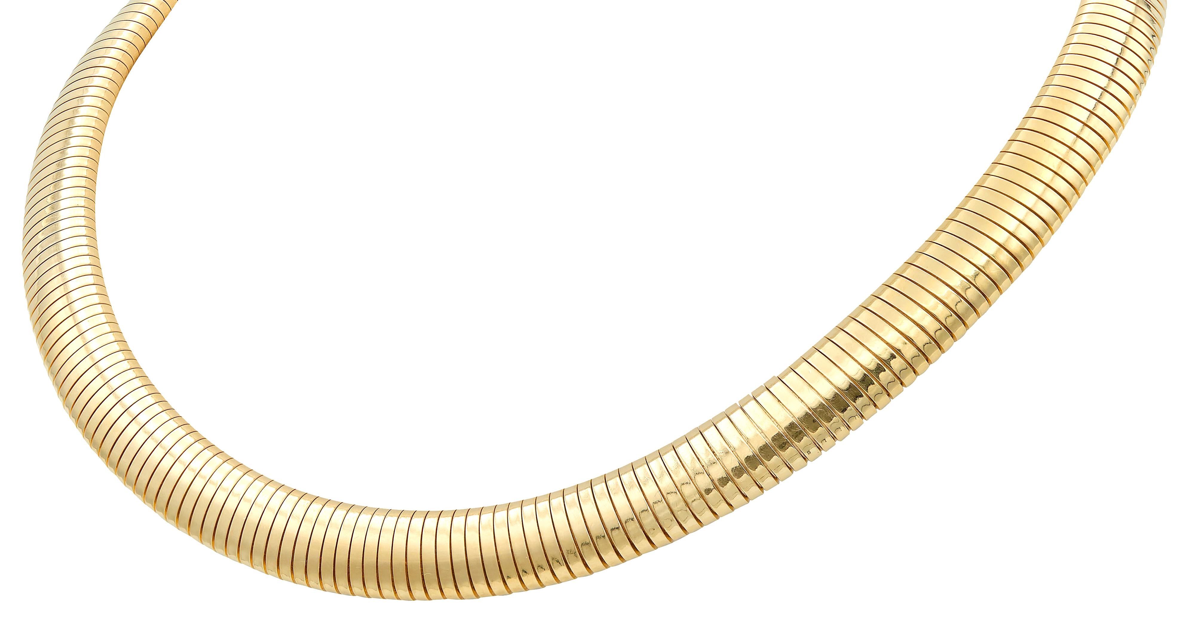 Tiffany & Co. 1960's 14 Karat Yellow Gold Vintage Tubogas Collar Necklace