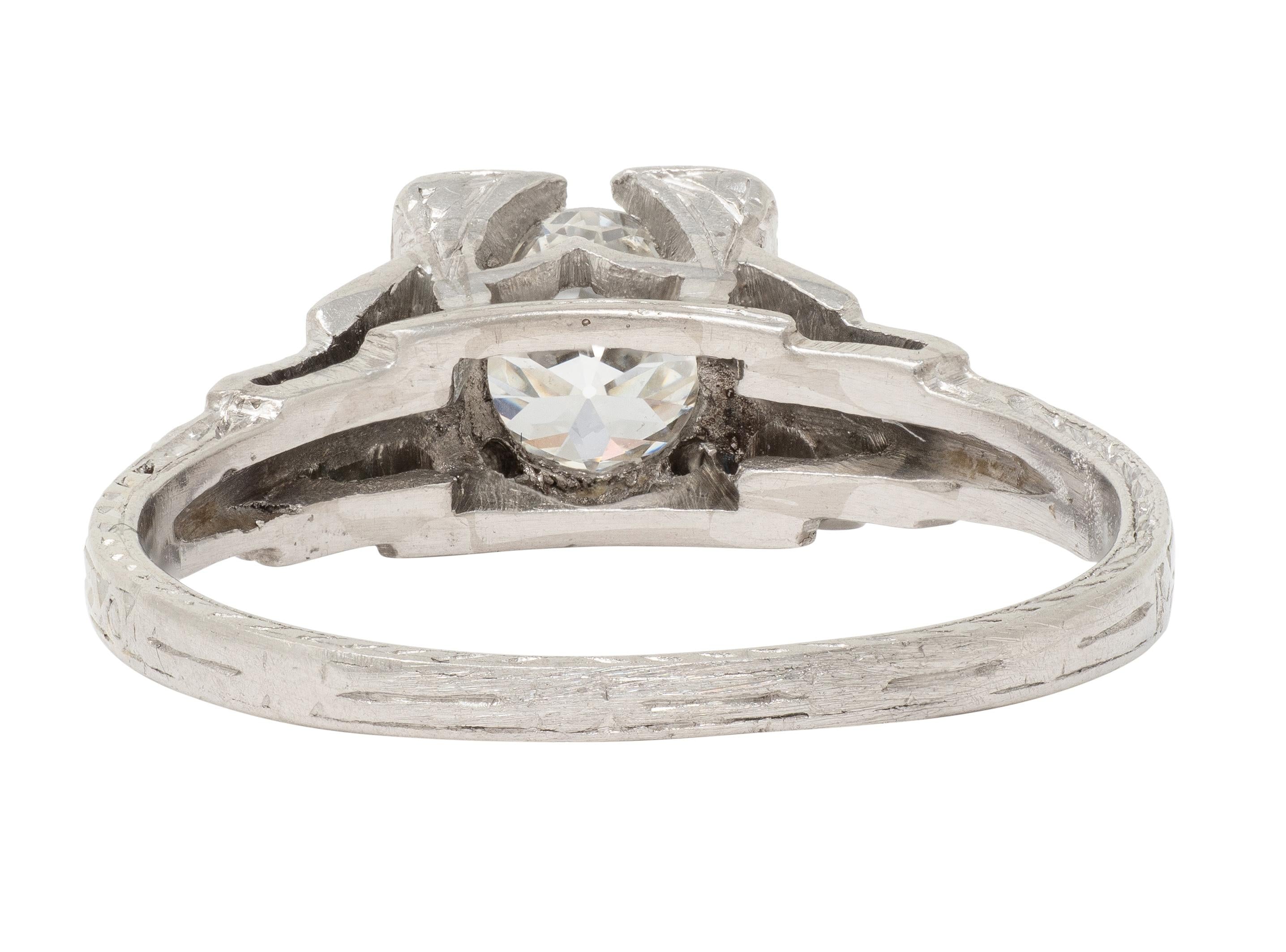 Art Deco Old European Diamond Platinum Vintage Orange Blossom Engagement Ring