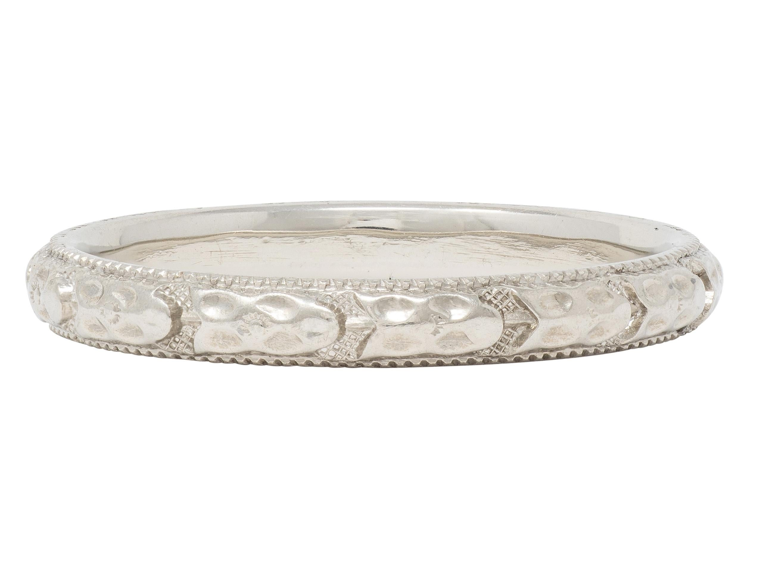 Art Deco 18 Karat White Gold Vintage Orange Blossom Wedding Band Ring