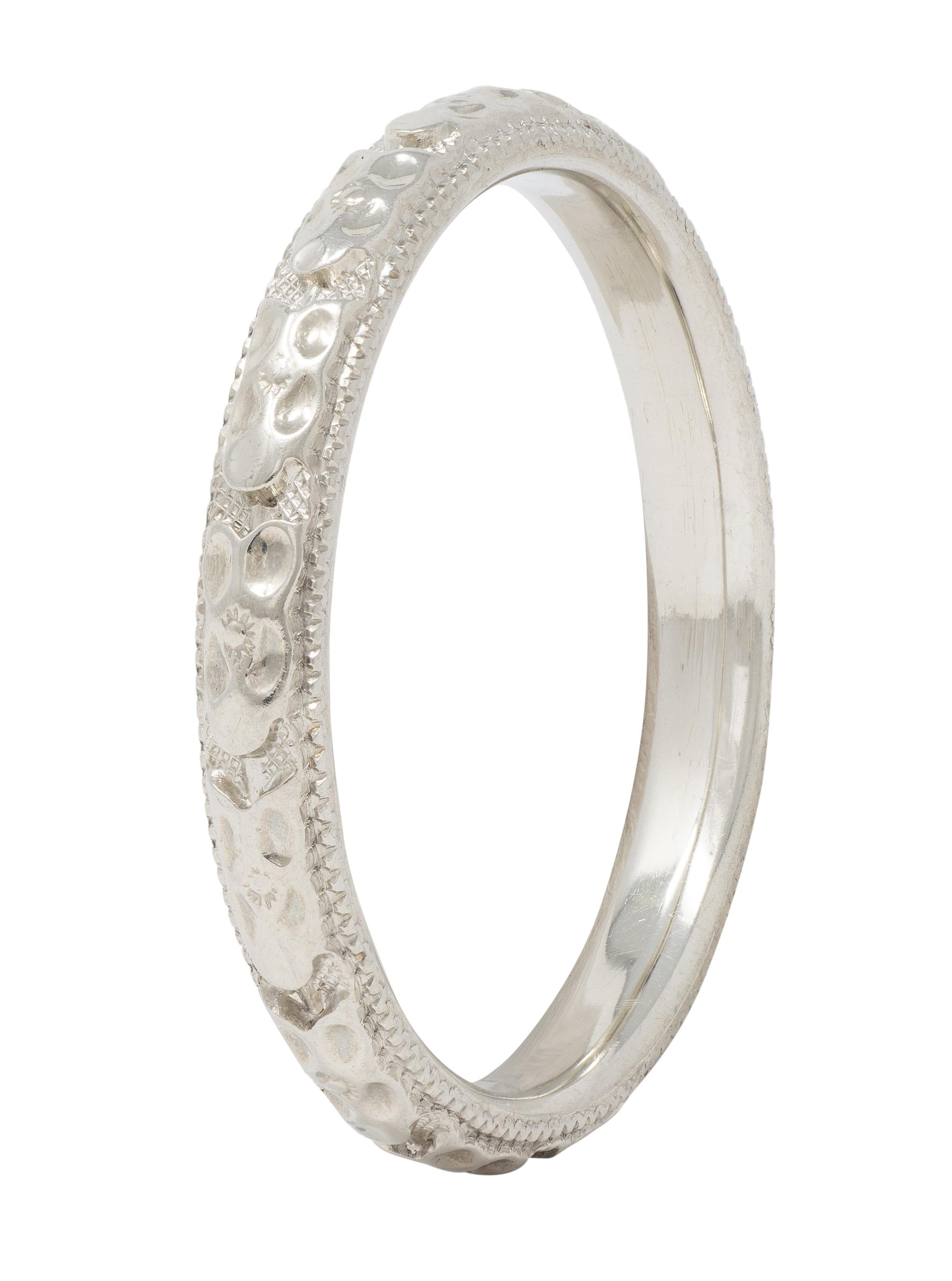 Art Deco 18 Karat White Gold Vintage Orange Blossom Wedding Band Ring