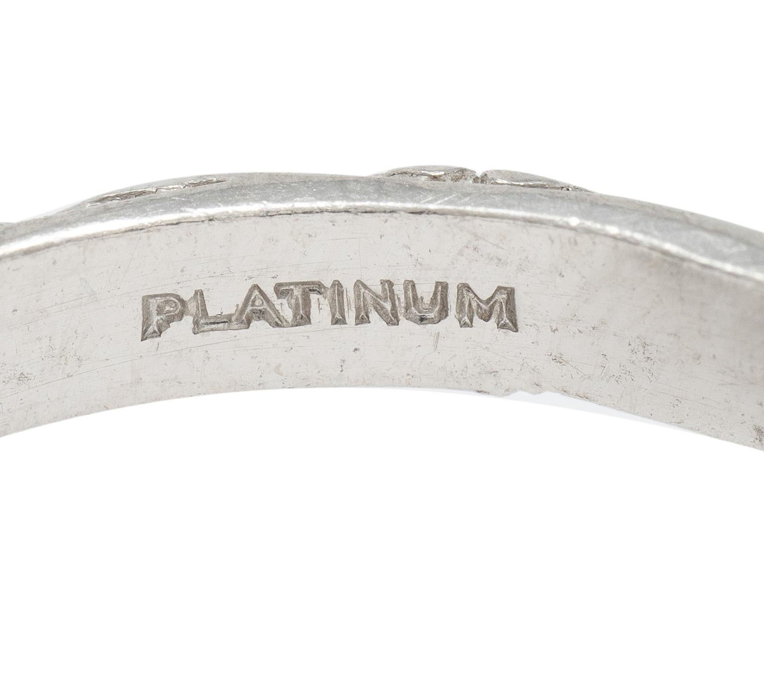 Art Deco Platinum Orange Blossom Wedding Band Ring