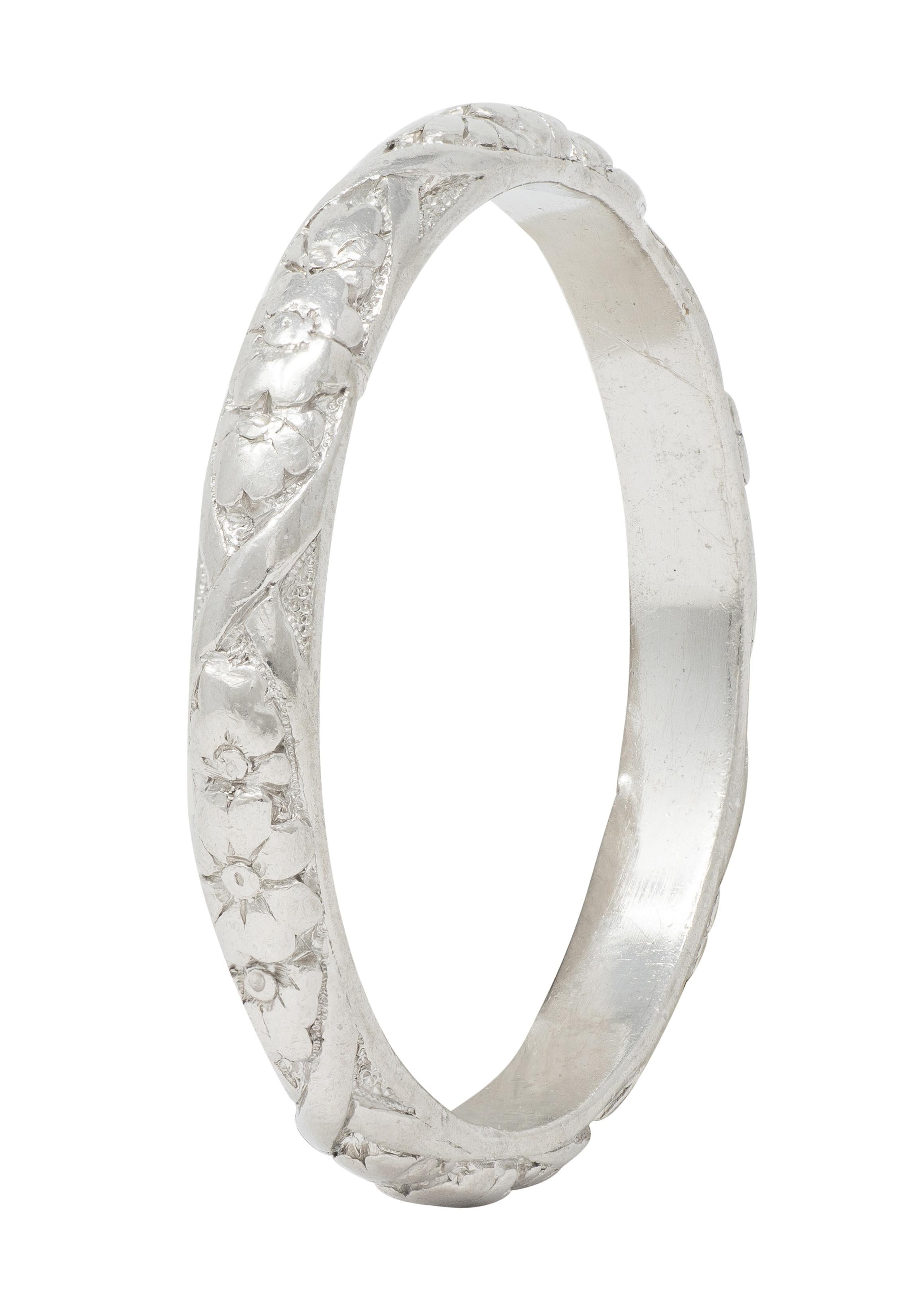 Art Deco Platinum Orange Blossom Wedding Band Ring