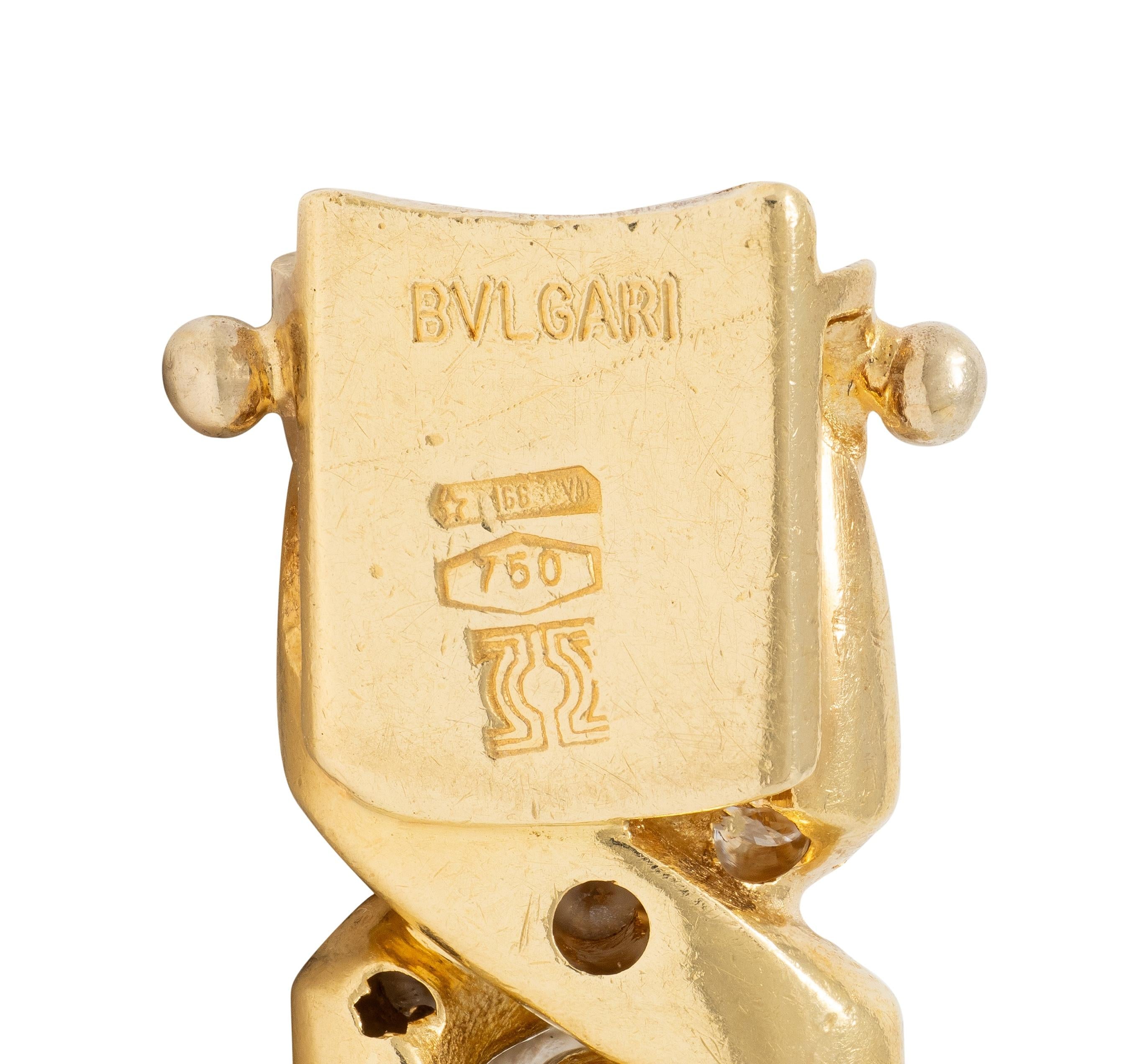 Bulgari 1970's Diamond 18 Karat Yellow Gold Vintage Fancy Curb Link Bracelet
