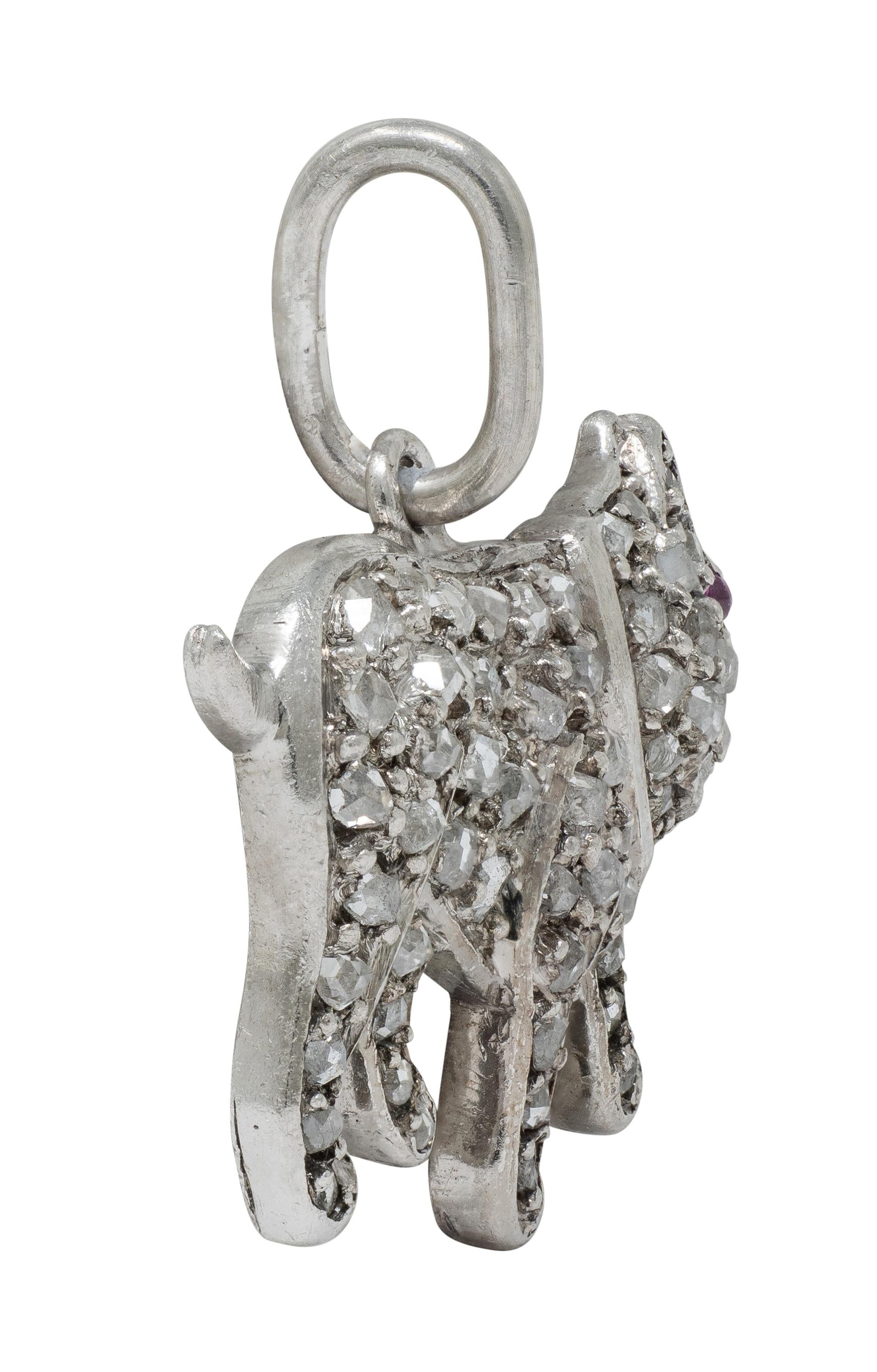 Cartier Art Deco Diamond Ruby Platinum Vintage French Bulldog Dog Charm