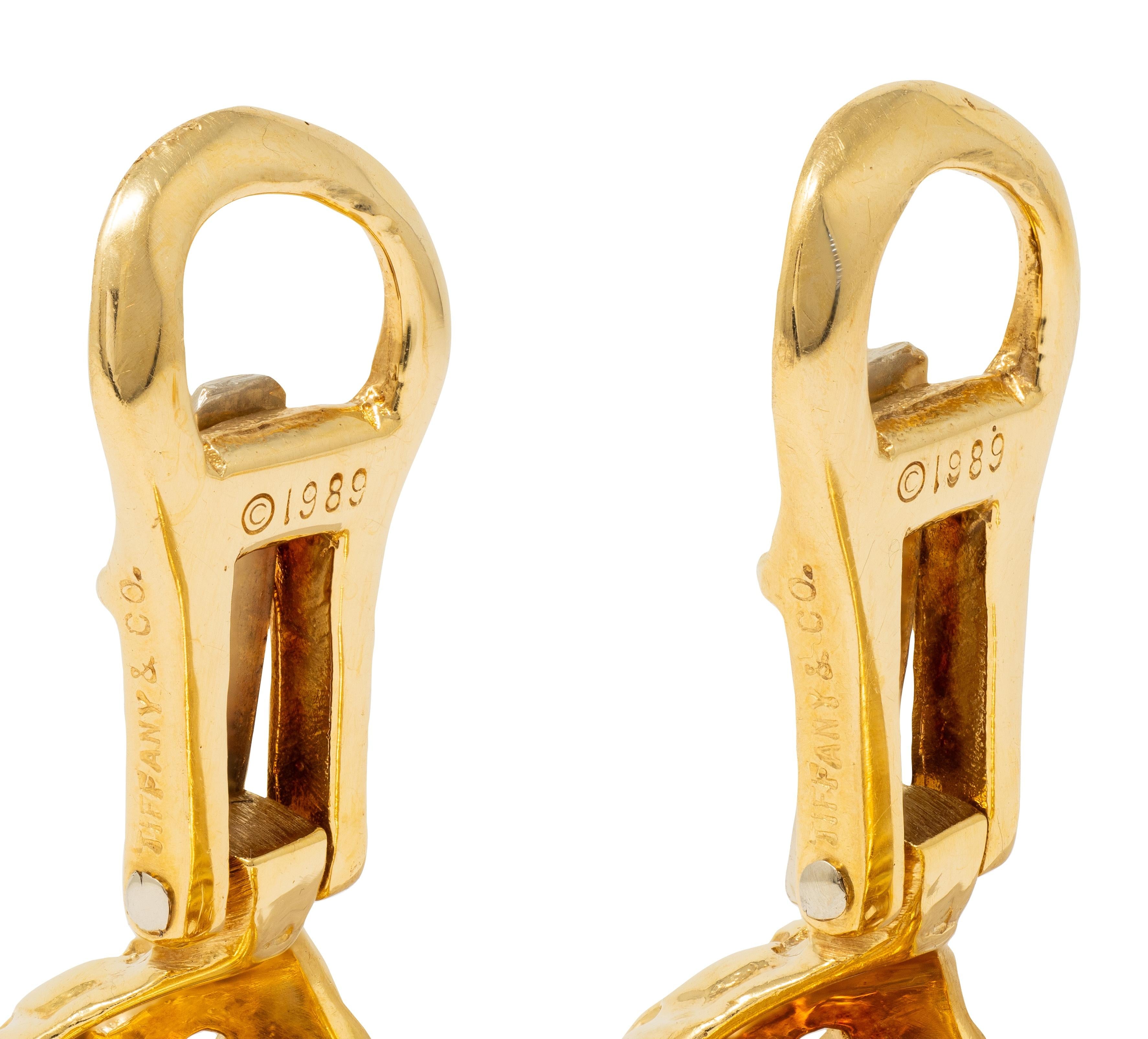 Tiffany & Co. 1989 18 Karat Yellow Gold Woven Vannerie Ear-Clip Earrings