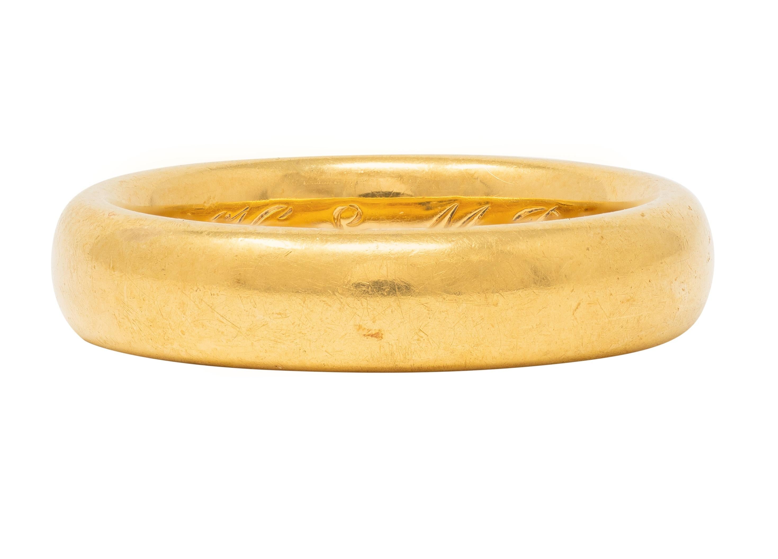 Tiffany & Co. 1905 18 Karat Yellow Gold Inscribed Antique Wedding Band Ring