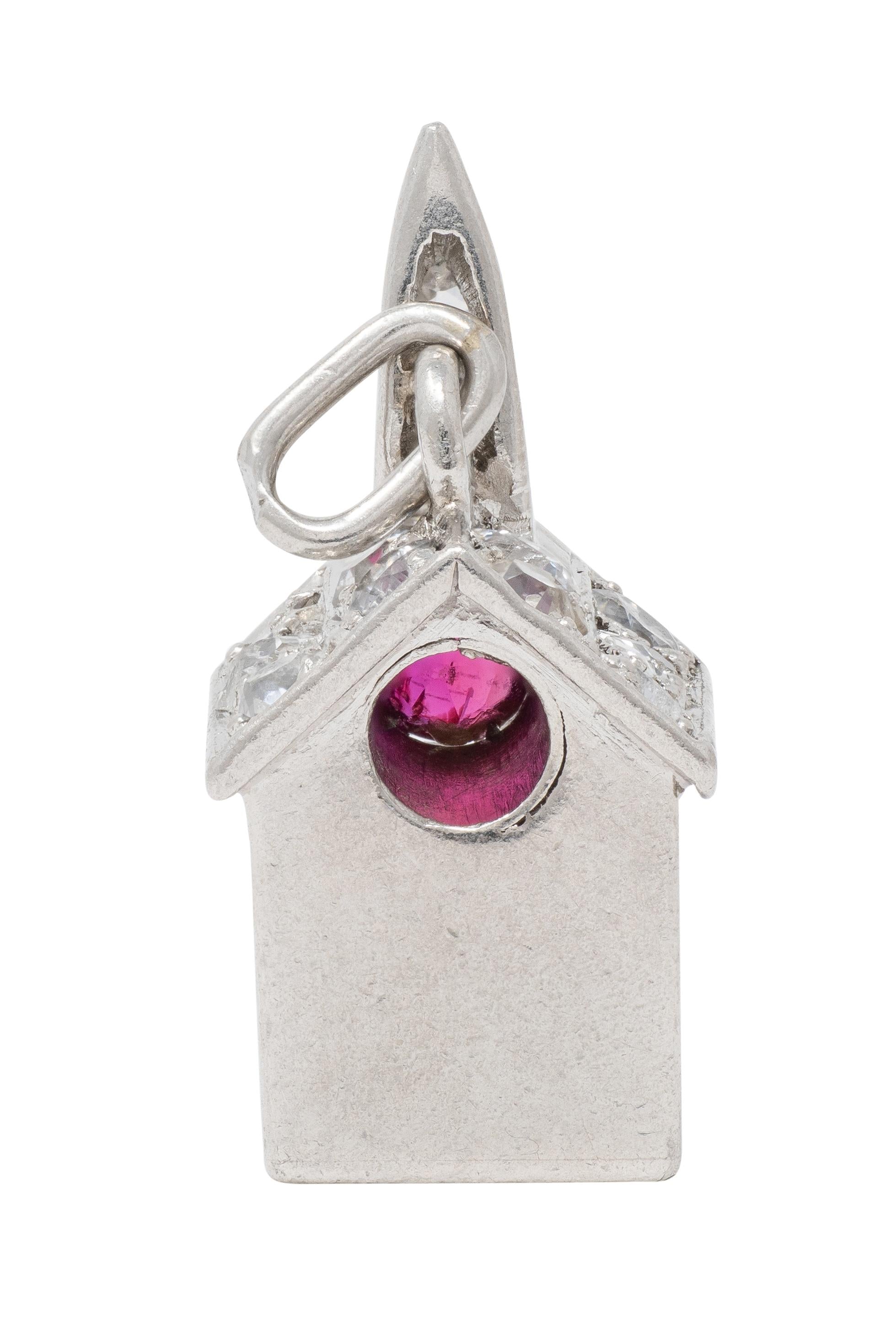 Art Deco Walter Lampl Ruby Sapphire Diamond Platinum Vintage Church House Charm