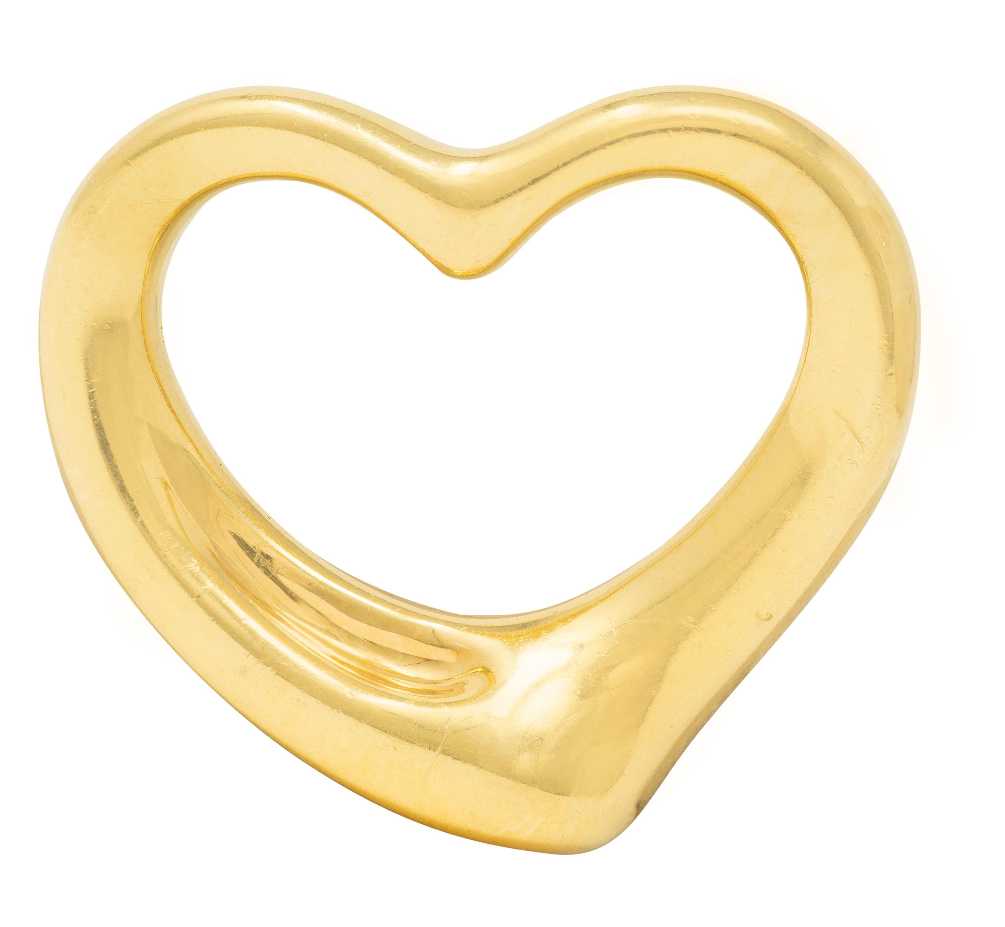 Elsa Peretti Tiffany & Co. 1990's 18K Yellow Gold Vintage Open Heart Pendant