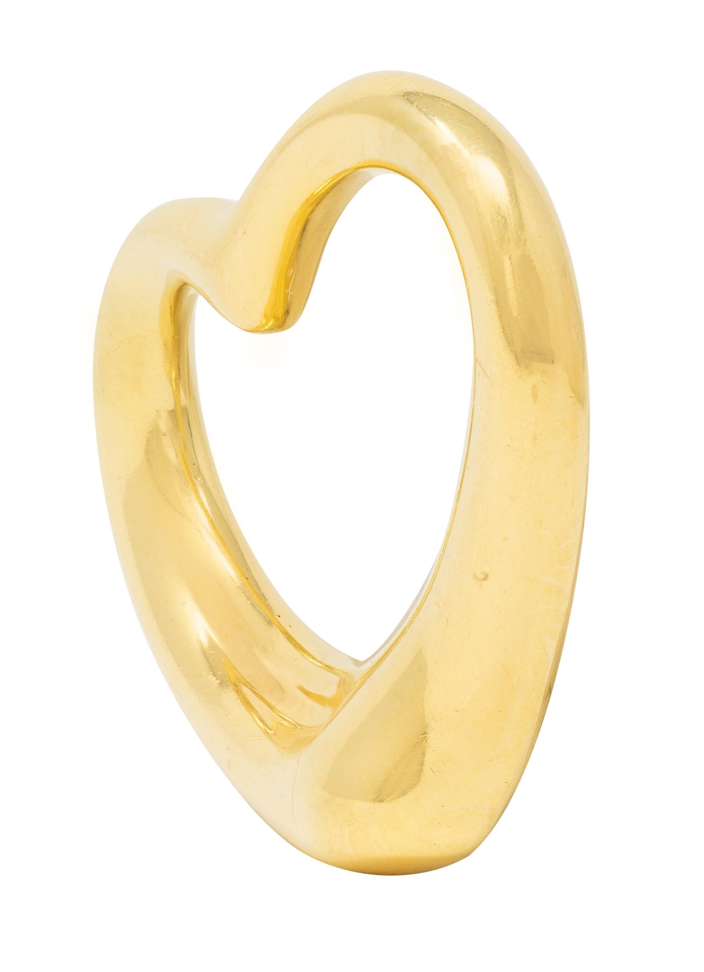 Elsa Peretti Tiffany & Co. 1990's 18K Yellow Gold Vintage Open Heart Pendant