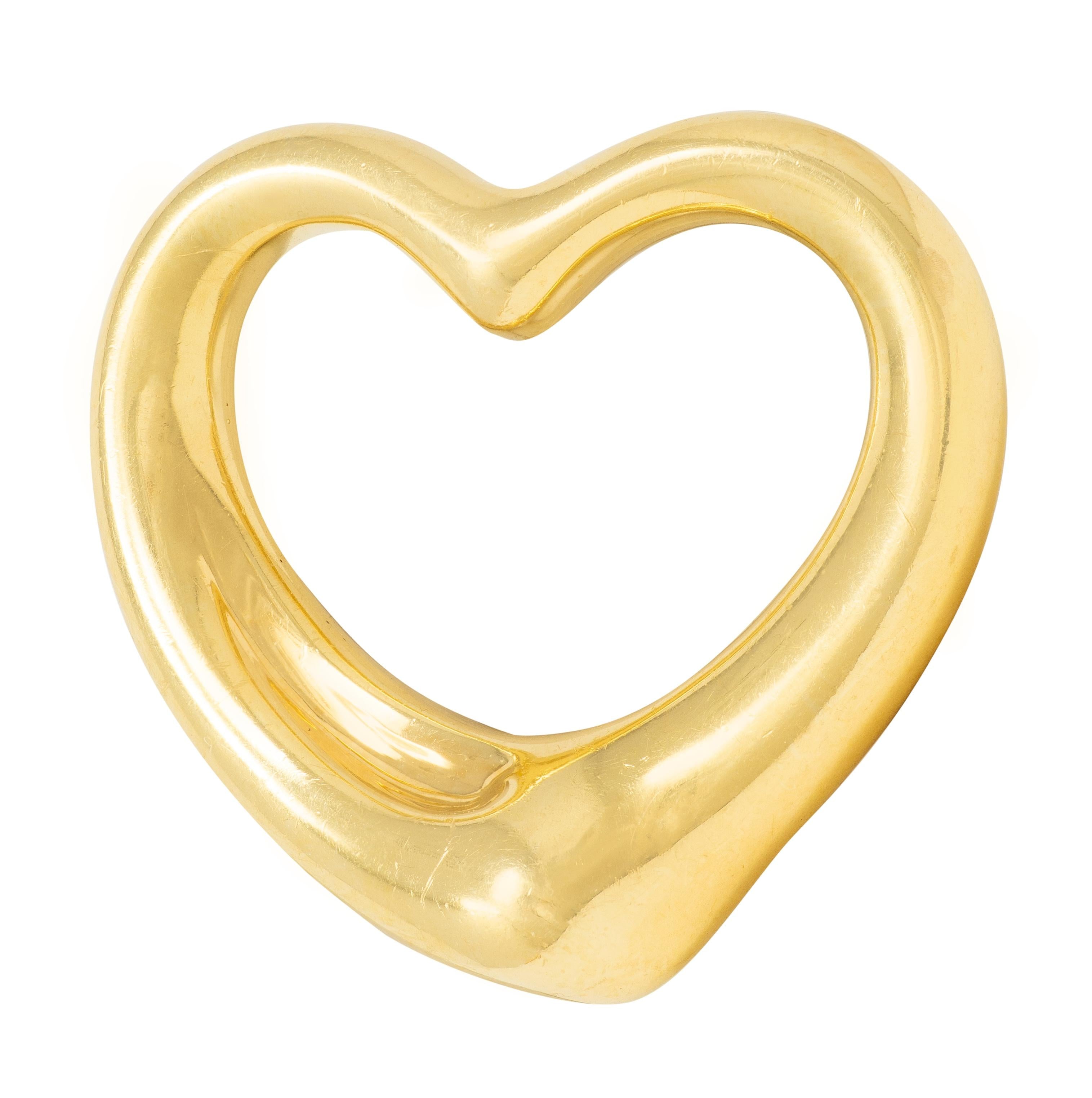 Elsa Peretti Tiffany & Co. 1990's 18K Yellow Gold Vintage Open Heart Pendant