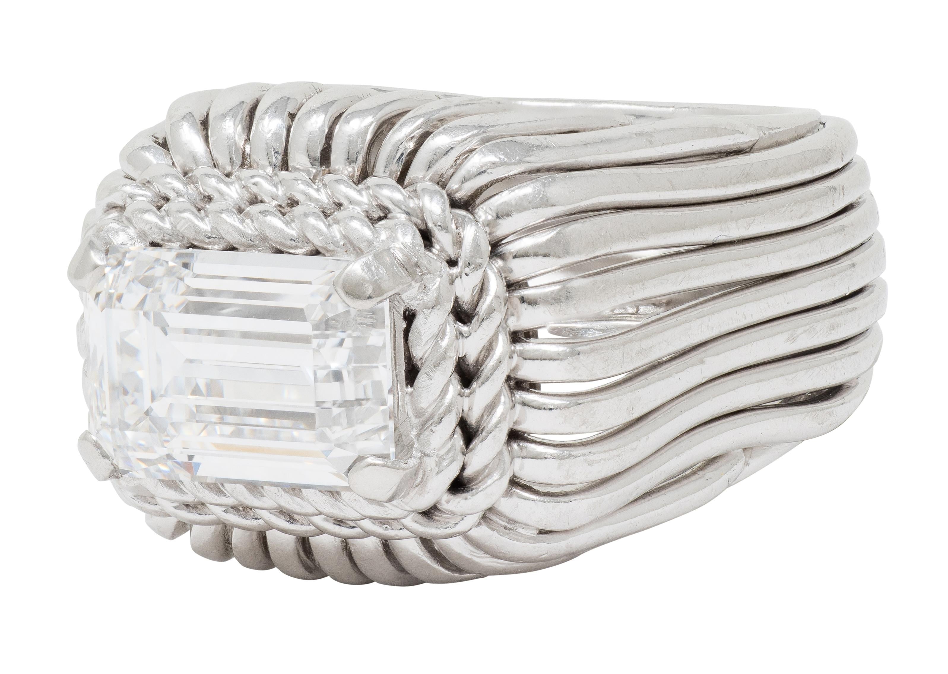 Marchak Paris 1960's 2.53 CT Diamond Platinum Vintage Wire Dome Ring GIA