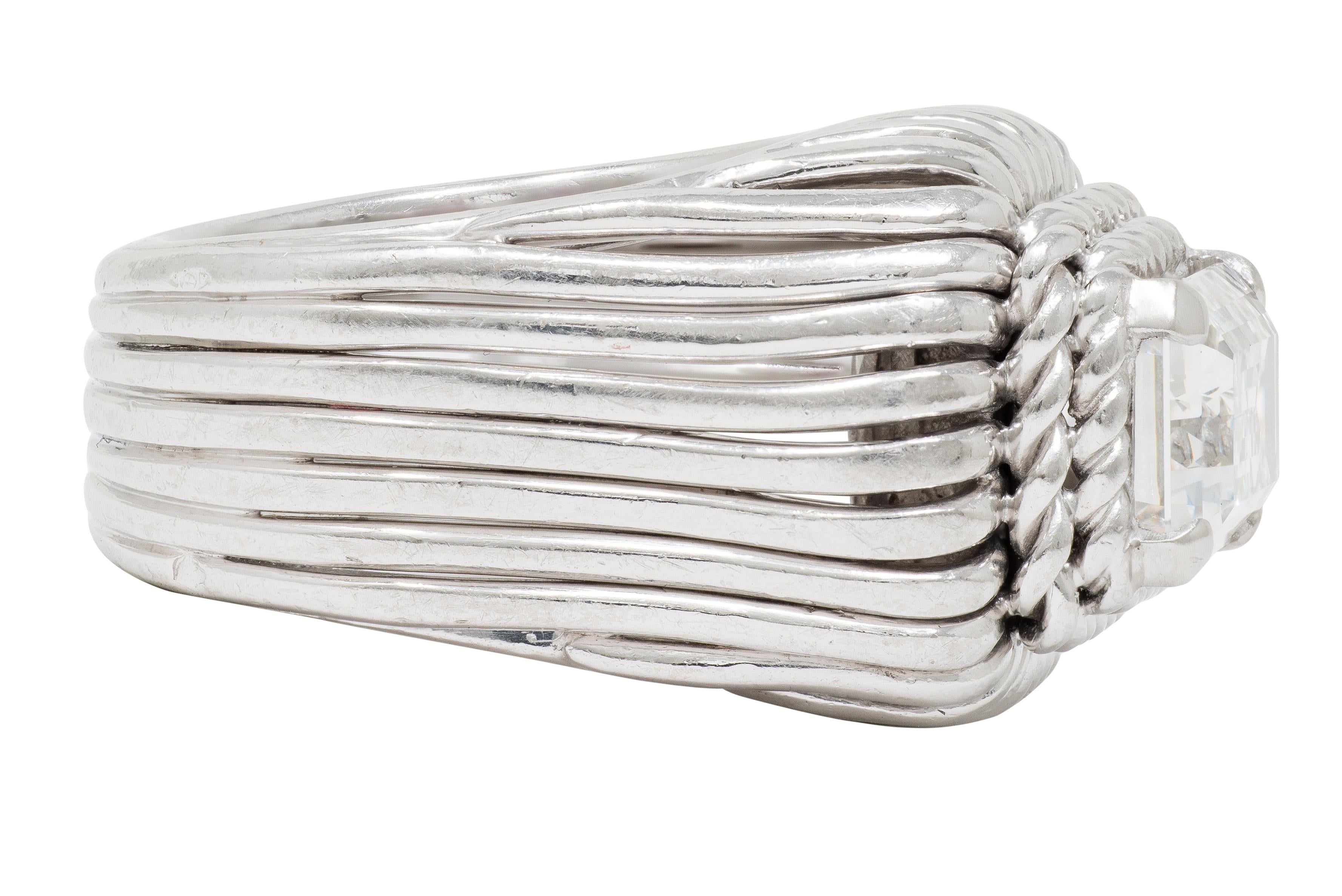 Marchak Paris 1960's 2.53 CT Diamond Platinum Vintage Wire Dome Ring GIA