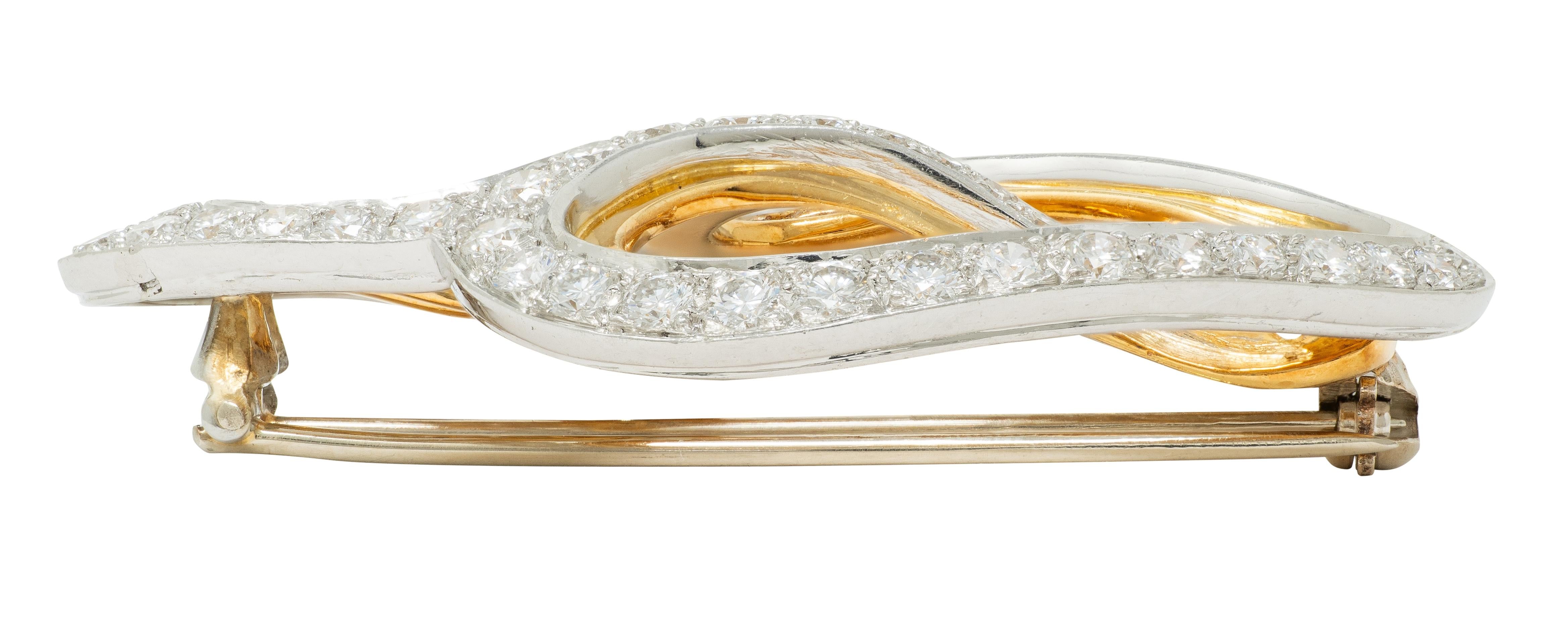 Angela Cummings Tiffany & Co. 1980 Diamond Platinum 18K Vintage Seashell Brooch