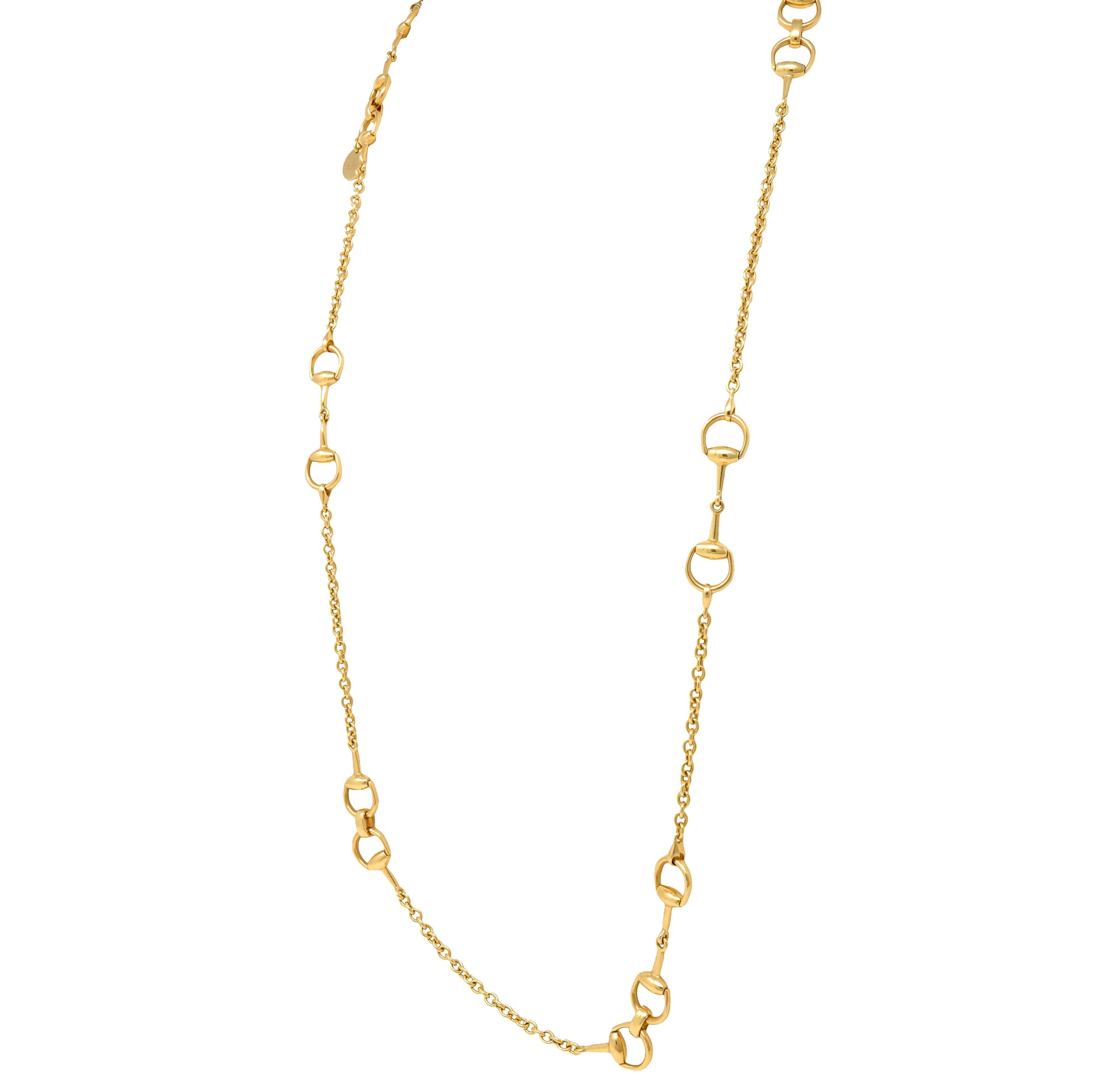 Gucci 1990's 18 Karat Yellow Gold Vintage Horsebit Long Chain Necklace