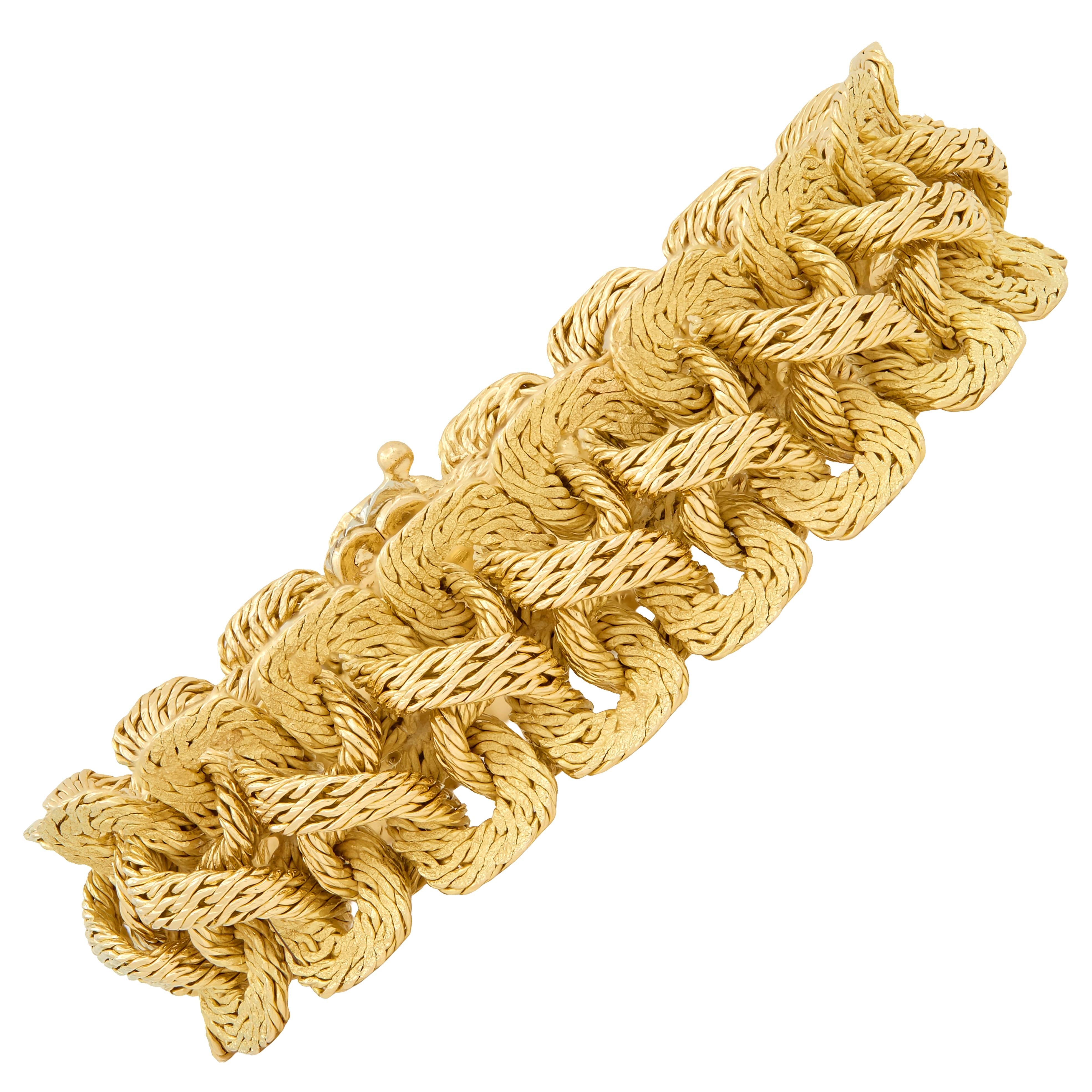 Bulgari Georges L'Enfant 1970's 18K Gold Vintage Woven Mesh Link Bracelet