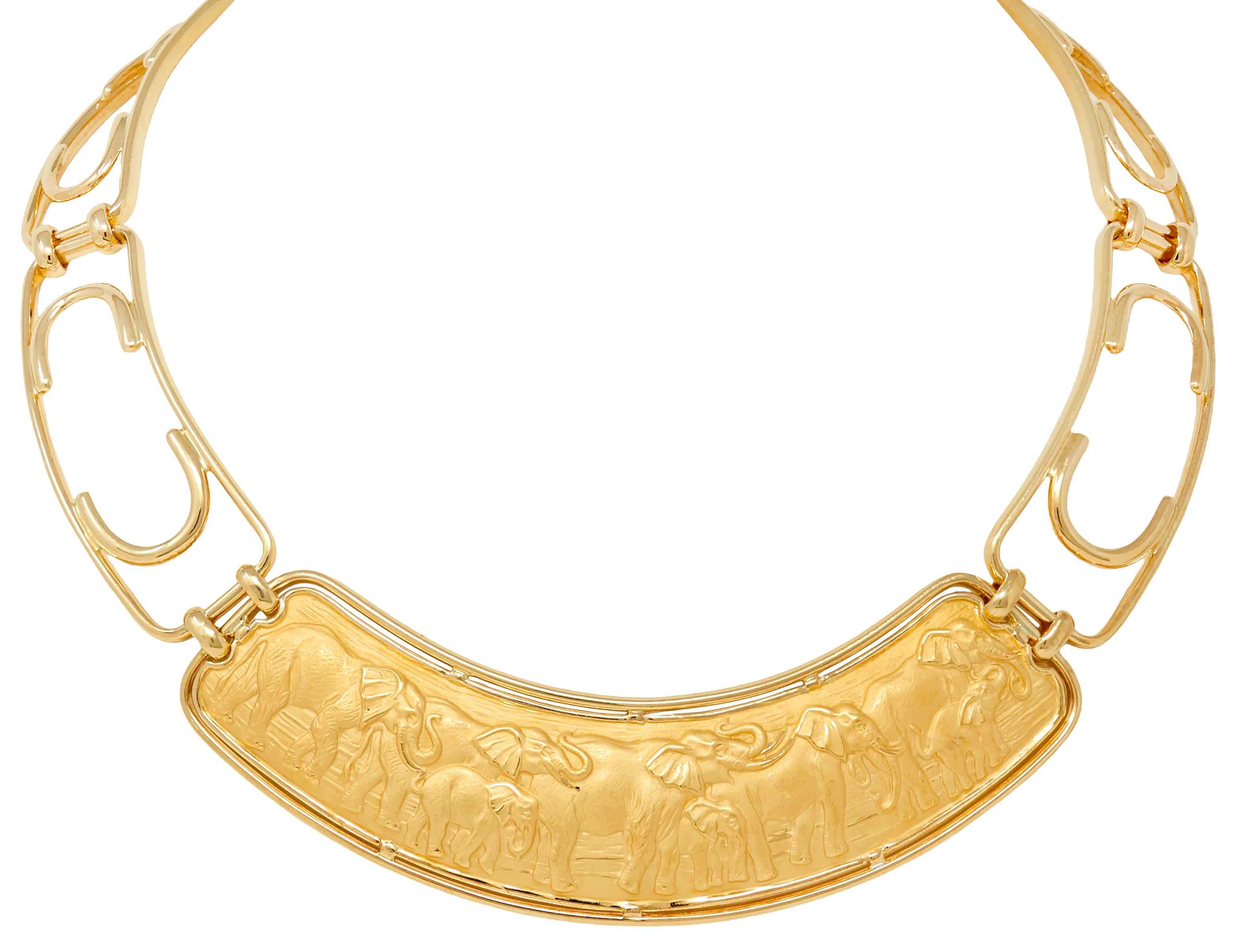 Carrera y Carrera 18 Karat Yellow Gold Vintage Elephant Animal Collar Necklace