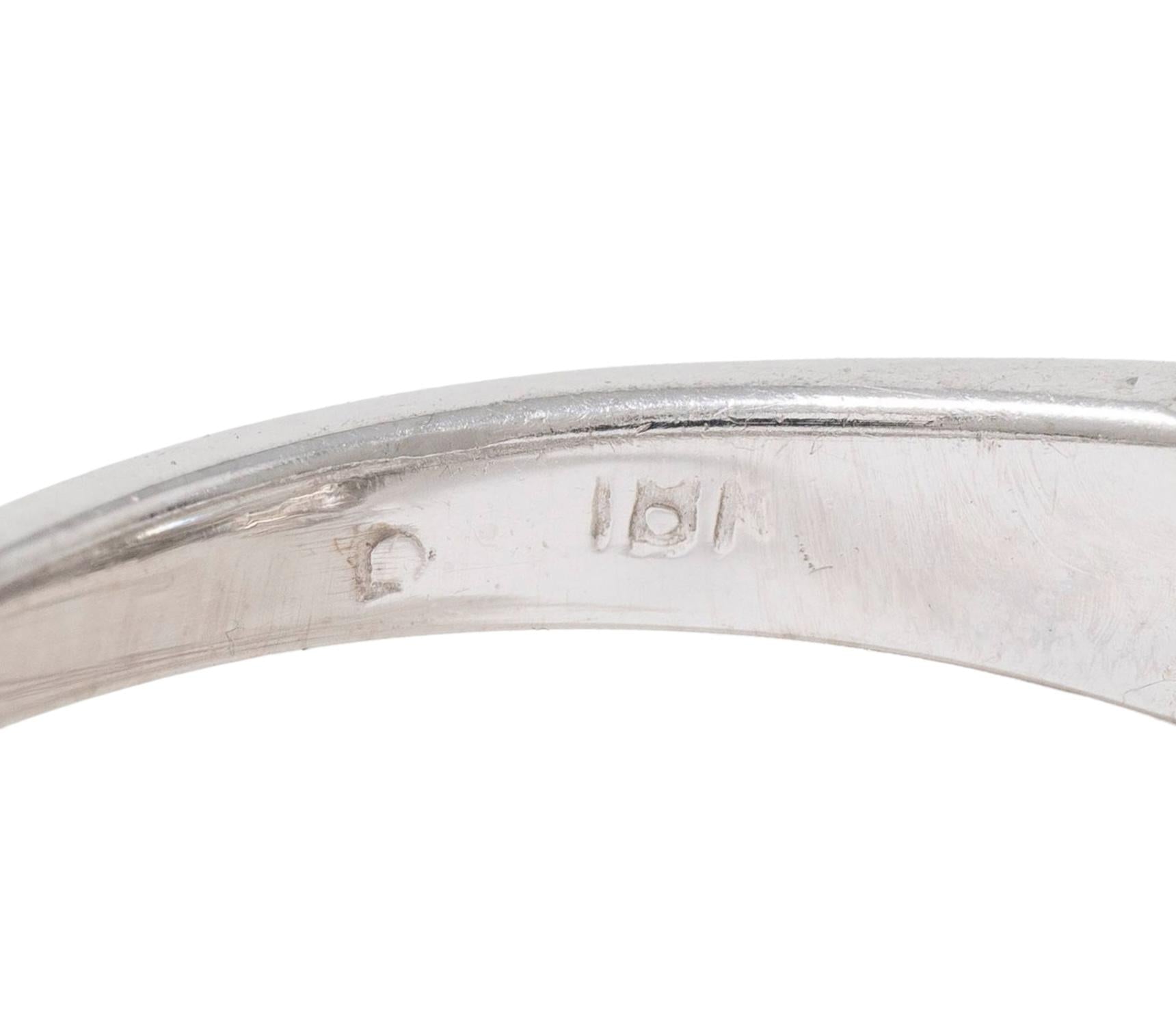 Art Deco Old European Cut Diamond 18K White Gold Floral Vintage Engagement Ring