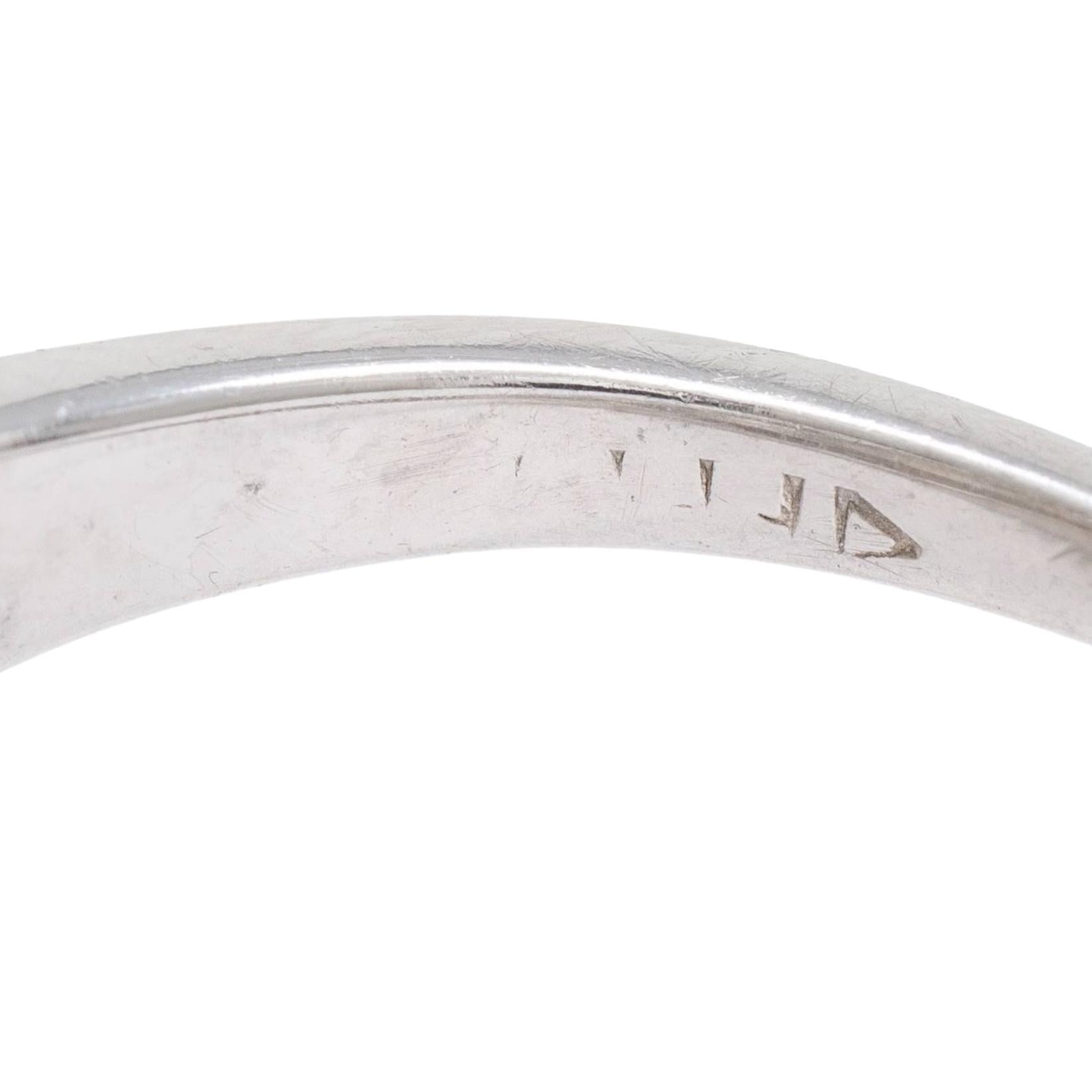 Art Deco Old European Cut Diamond 18K White Gold Floral Vintage Engagement Ring