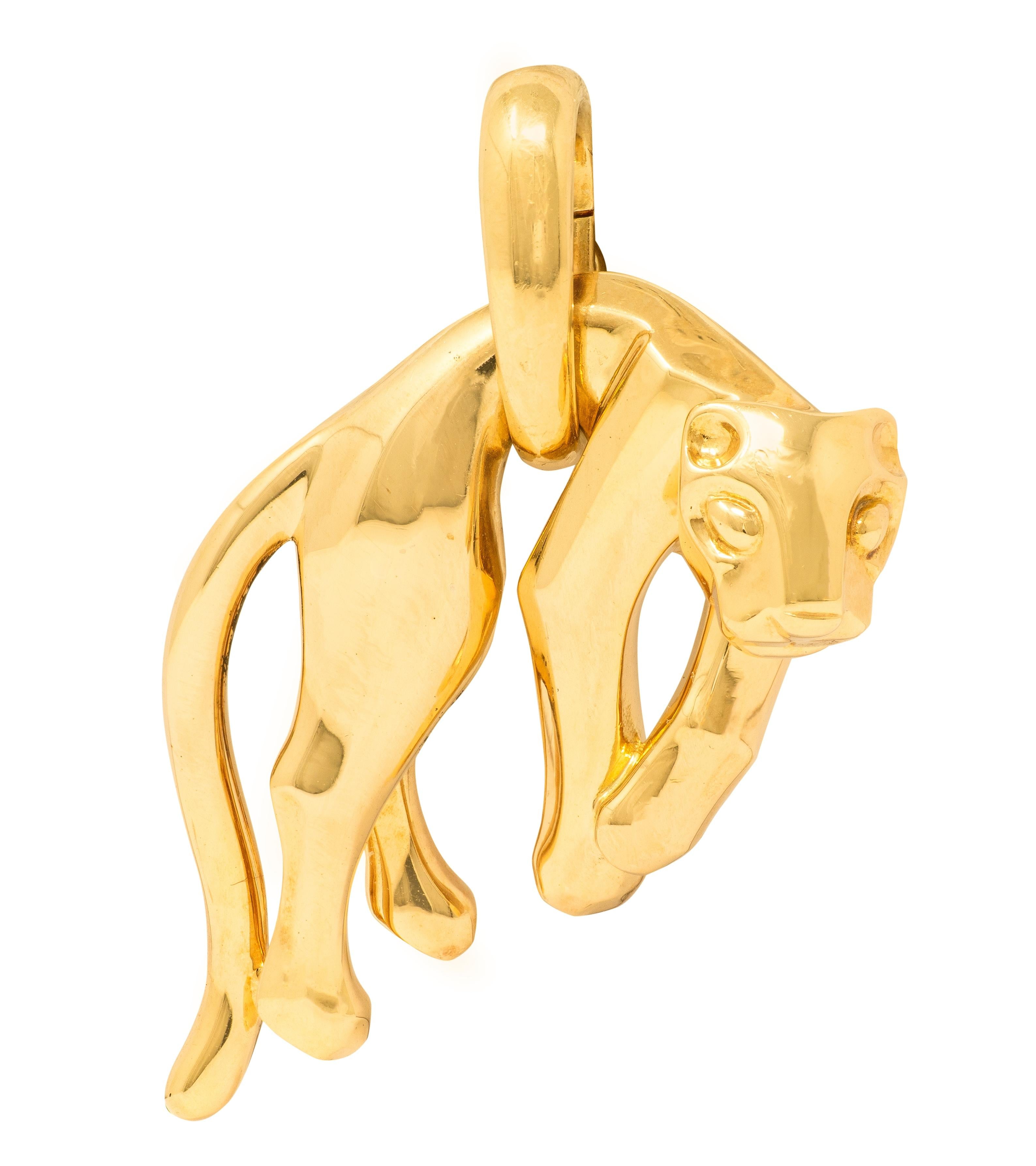 Cartier 1991 18 Karat Yellow Gold Vintage Hanging Panthere Pendant