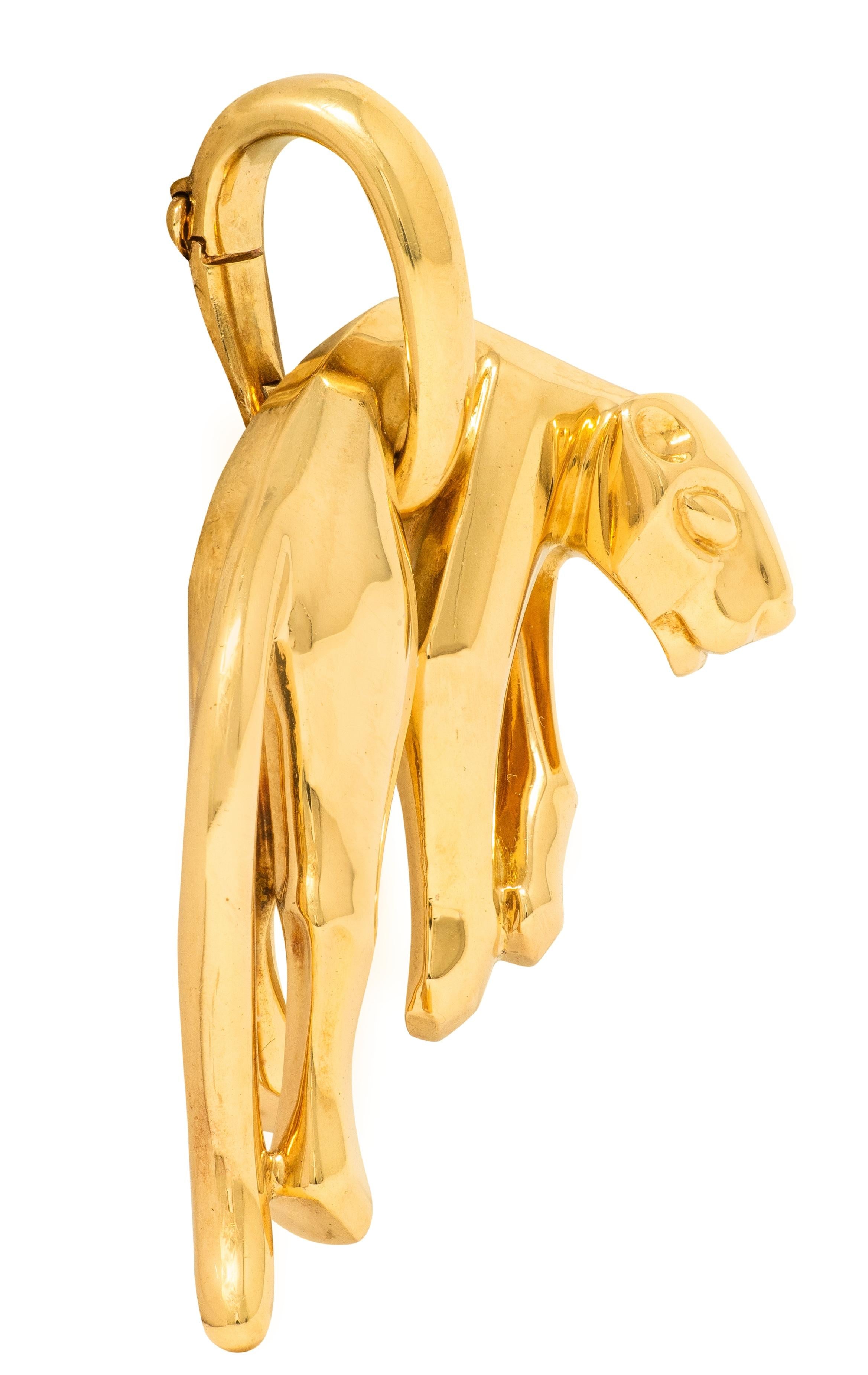 Cartier 1991 18 Karat Yellow Gold Vintage Hanging Panthere Pendant